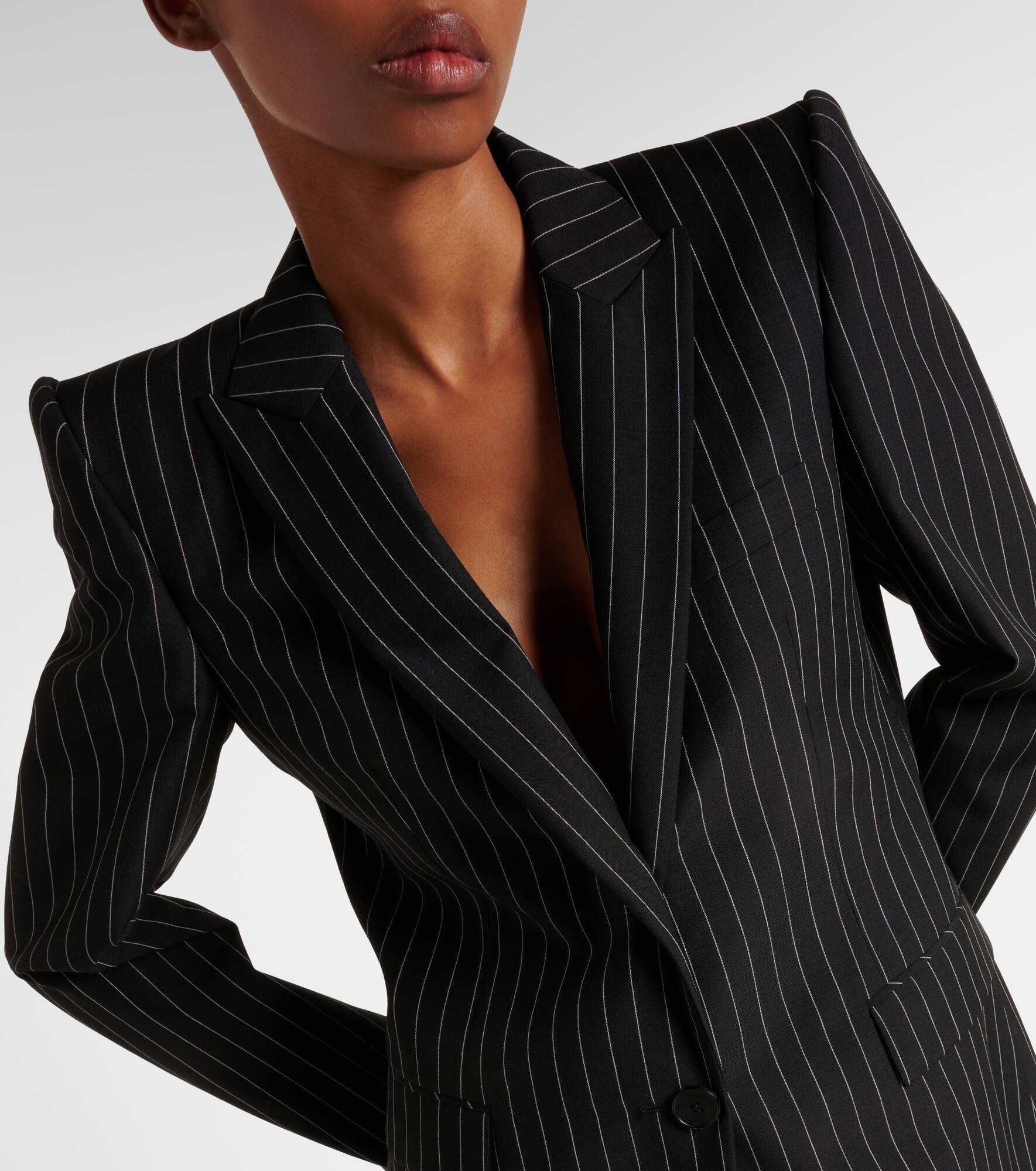 Pinstripe wool and mohair blazer - 4