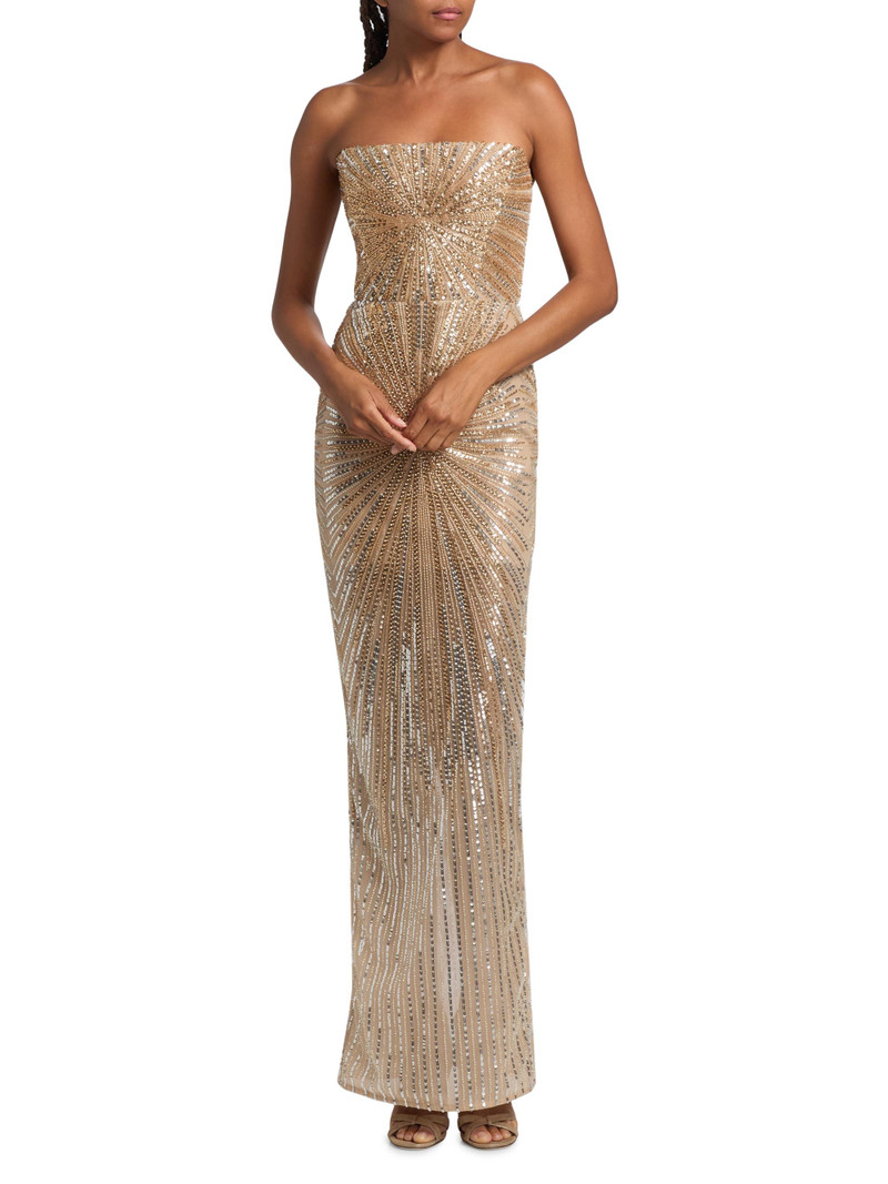 Women's Dahlia Crystal-Embellished Strapless Maxi Dress - Gold 3
