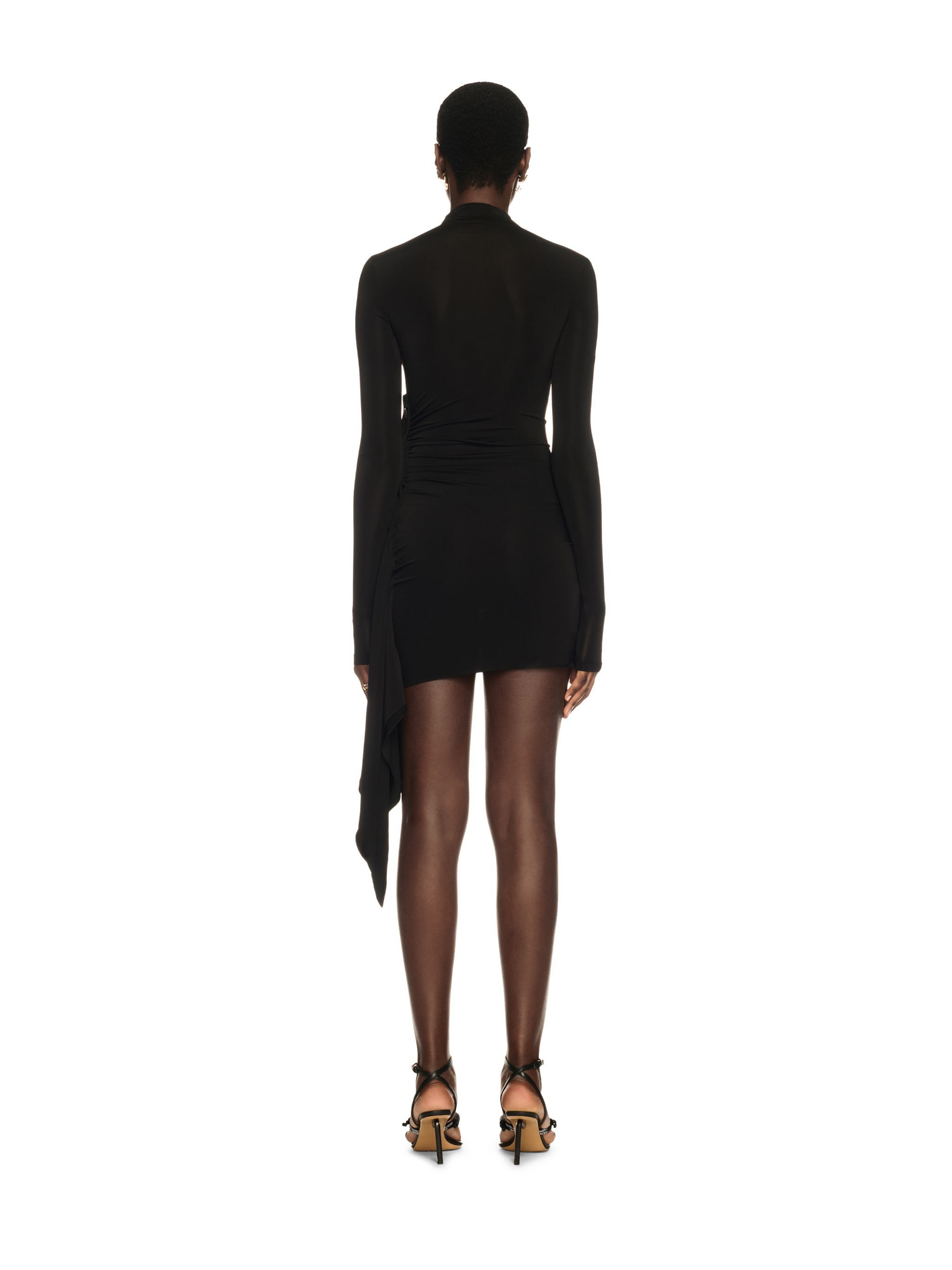 Black Draped Mini Dress - 4