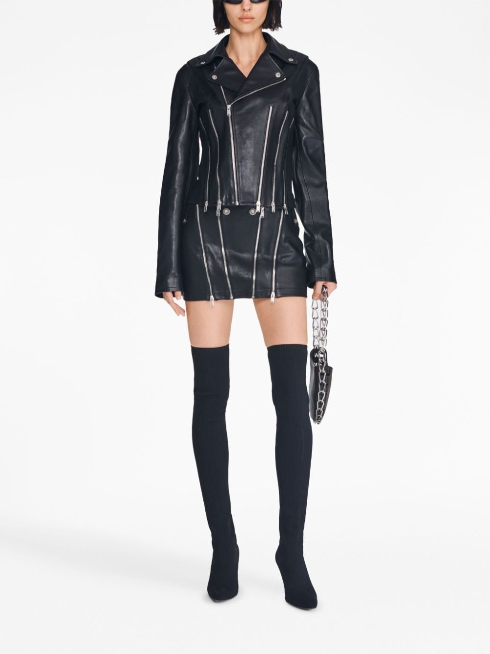 zip-detailing leather skirt - 2