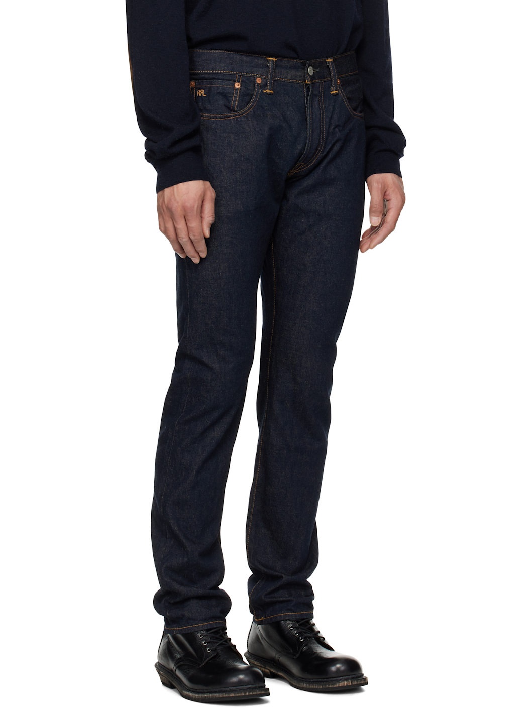 Navy Slim Fit Once-Washed Selvedge Jeans - 2