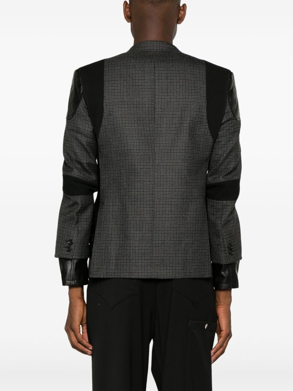 contrasting-panelled houndstooth blazer - 4