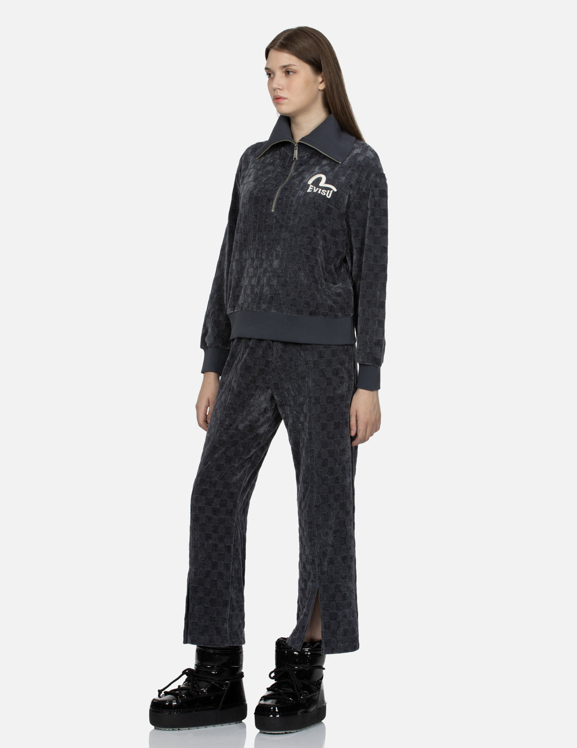 SEAGULL AND LOGO EMBROIDERY HALF-ZIP CROPPED SWEATSHIRT - 3