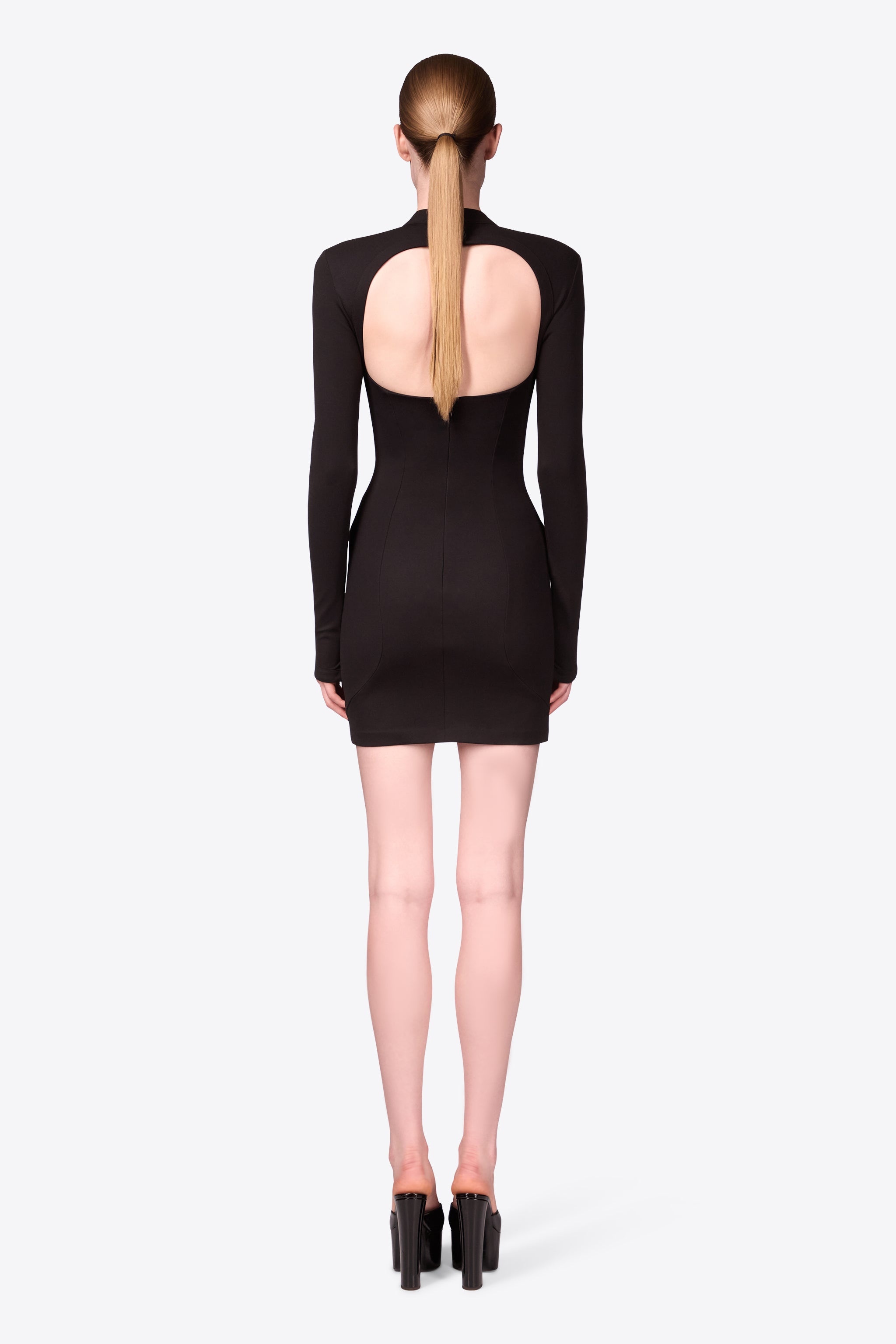 CRYSTAL EMBELLISHED BUSTIER CUP LONG SLEEVE DRESS - 5