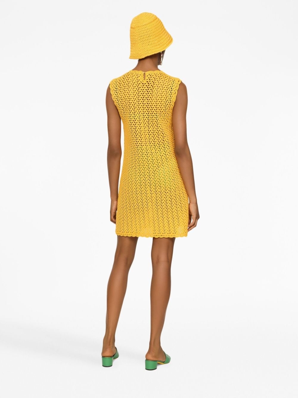 sleeveless crochet-knit mini dress - 4