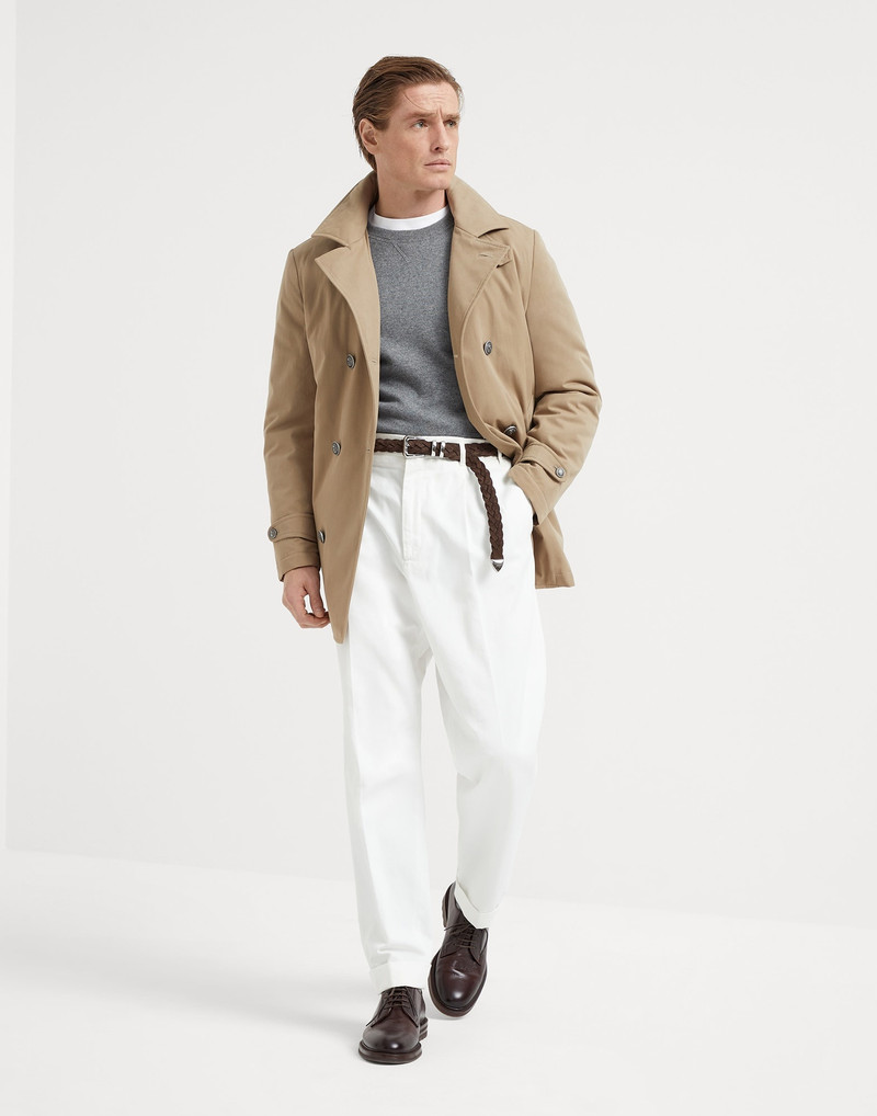 Techno cotton gabardine pea coat with Thermore® padding and metal buttons 4