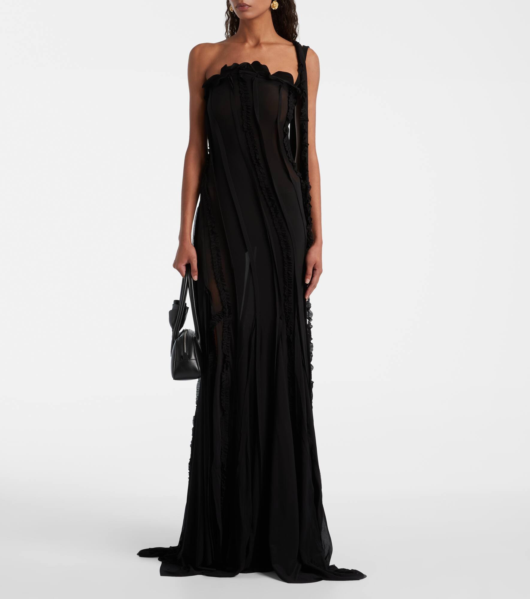 Draped one-shoulder gown - 2