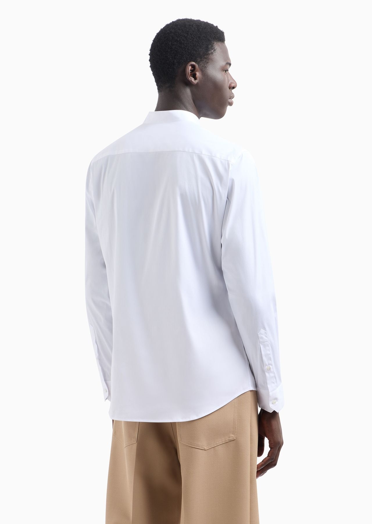 Stretch satin shirt with guru collar - 3
