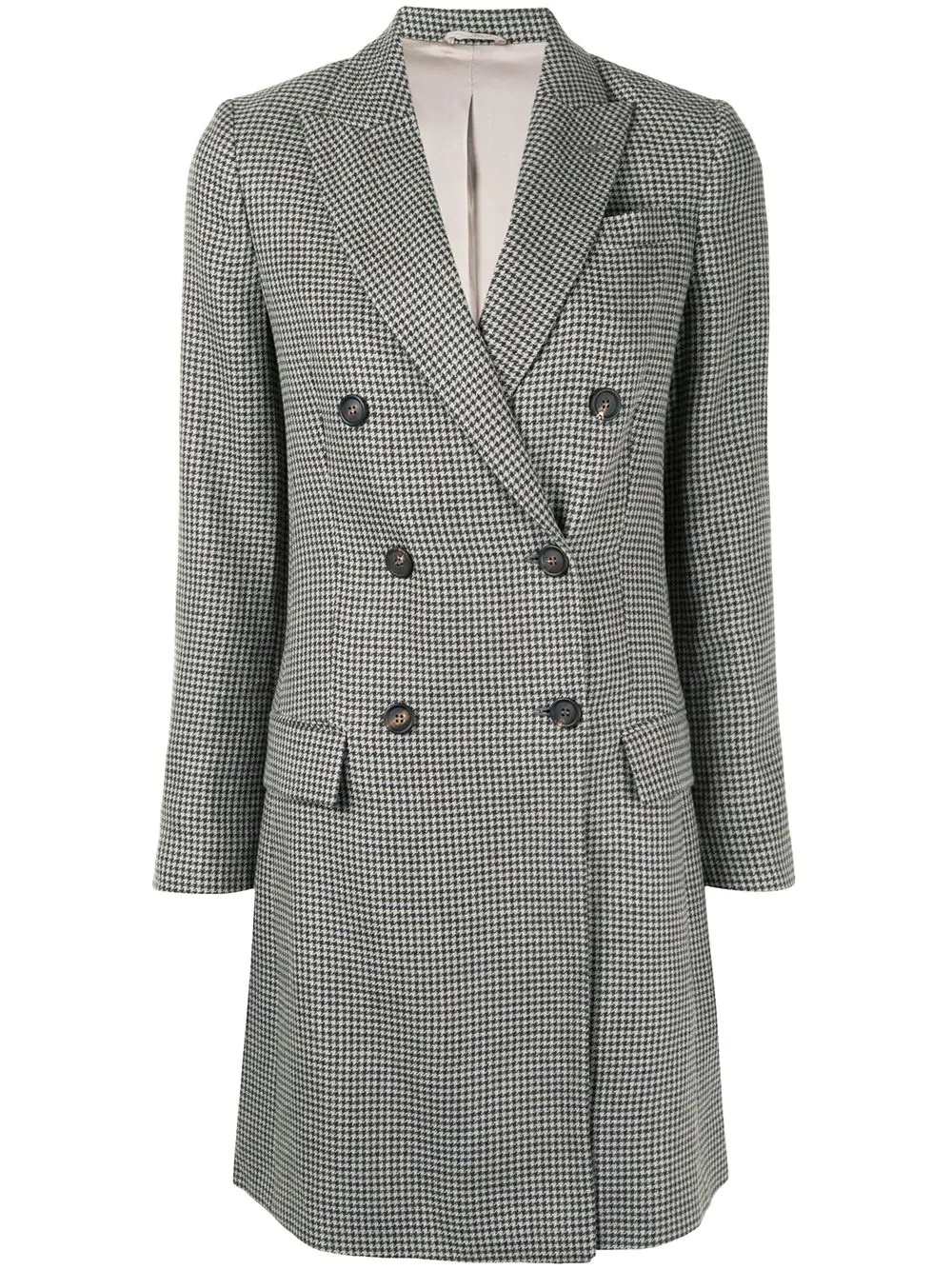 double-breasted houndstooth coat - 1