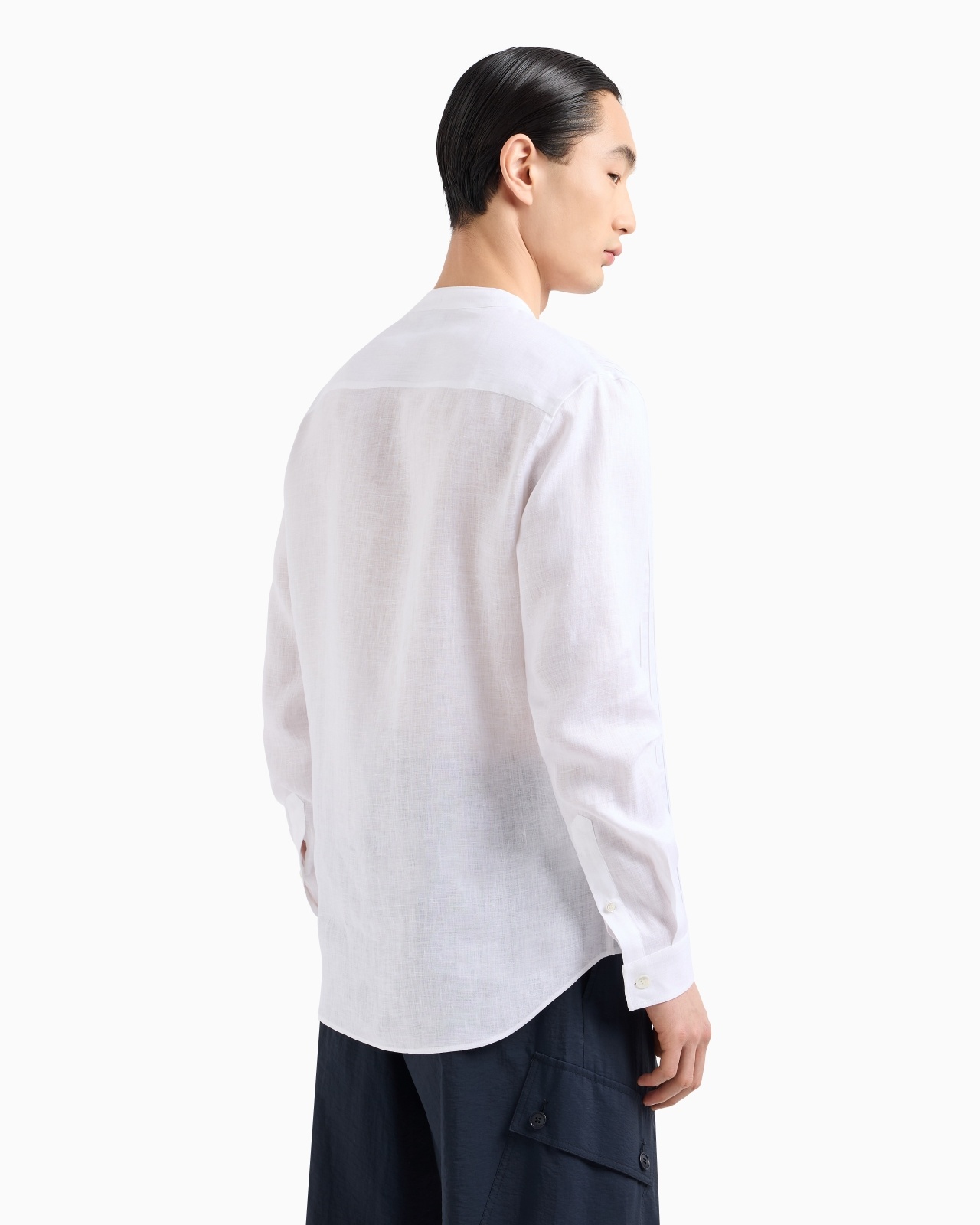 REGULAR-FIT LINEN SHIRT WITH FRONT RIBS - 3