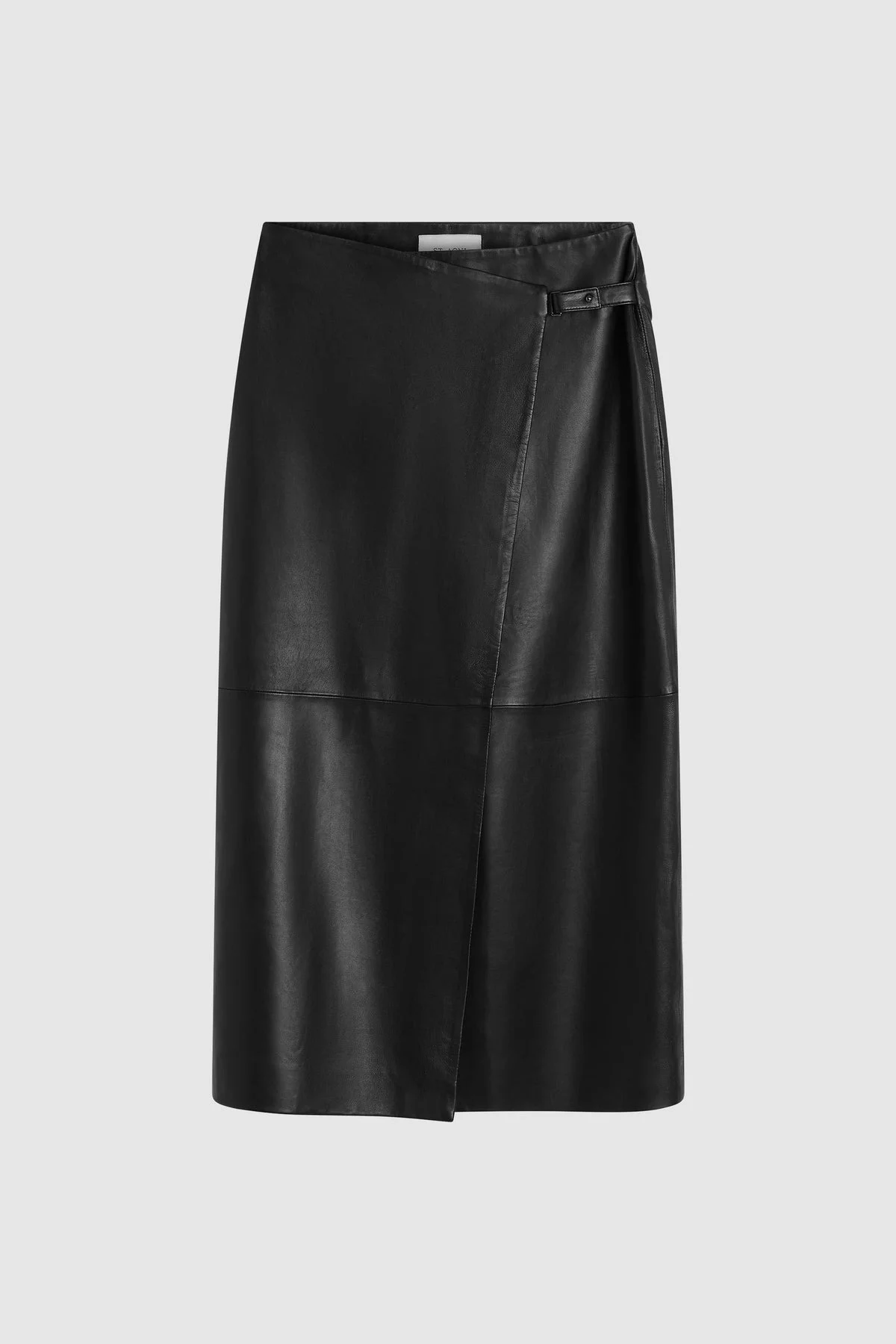 Leather Wrap Skirt - Black - 1