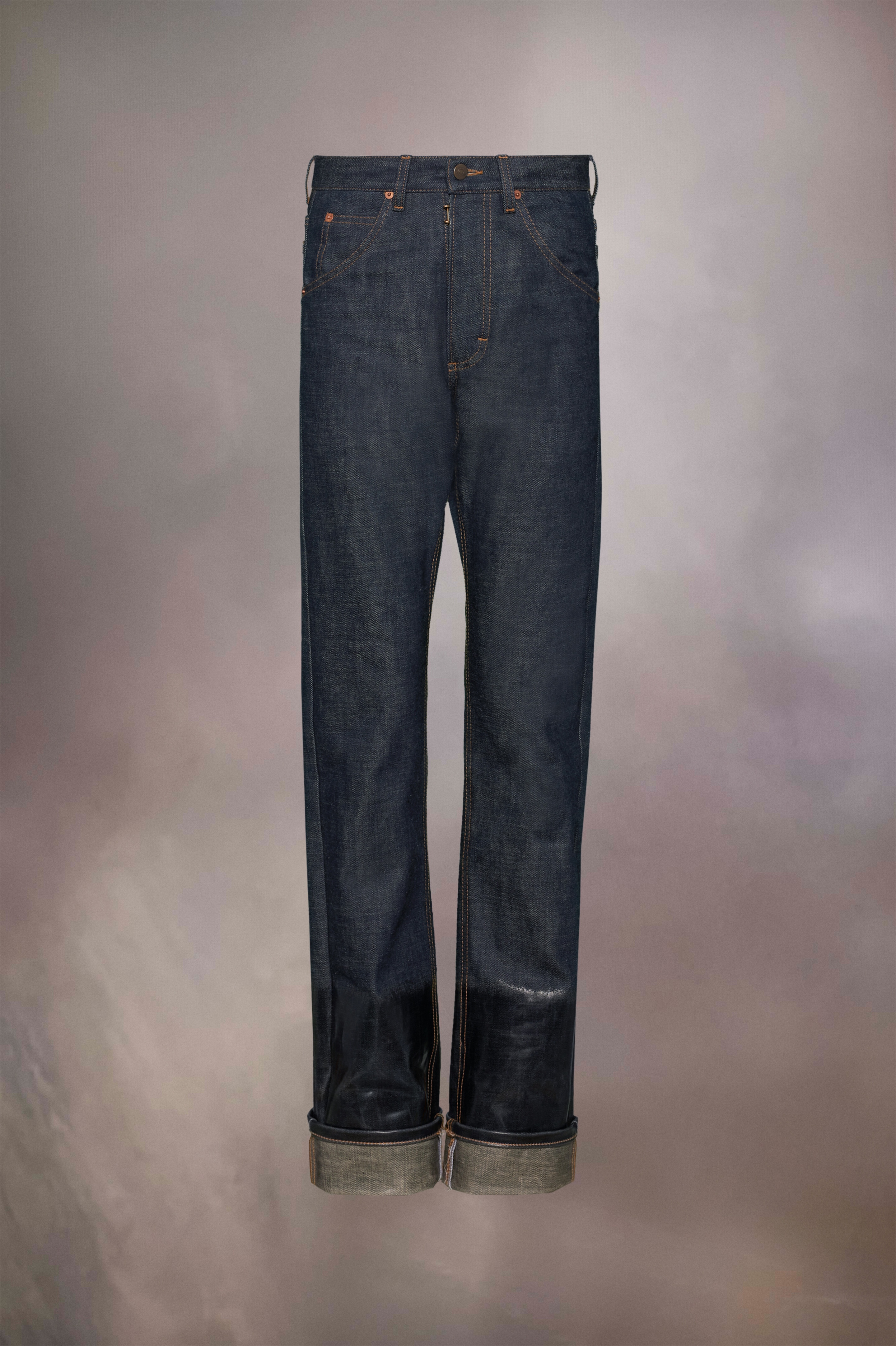 Lacquered turn-up jeans - 1