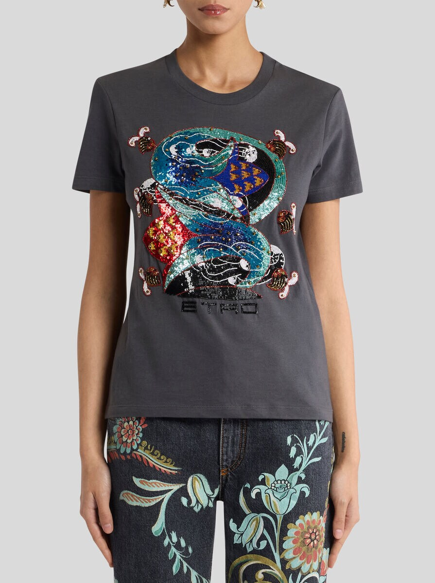 COTTON T-SHIRT WITH SEQUIN EMBROIDERY - 2