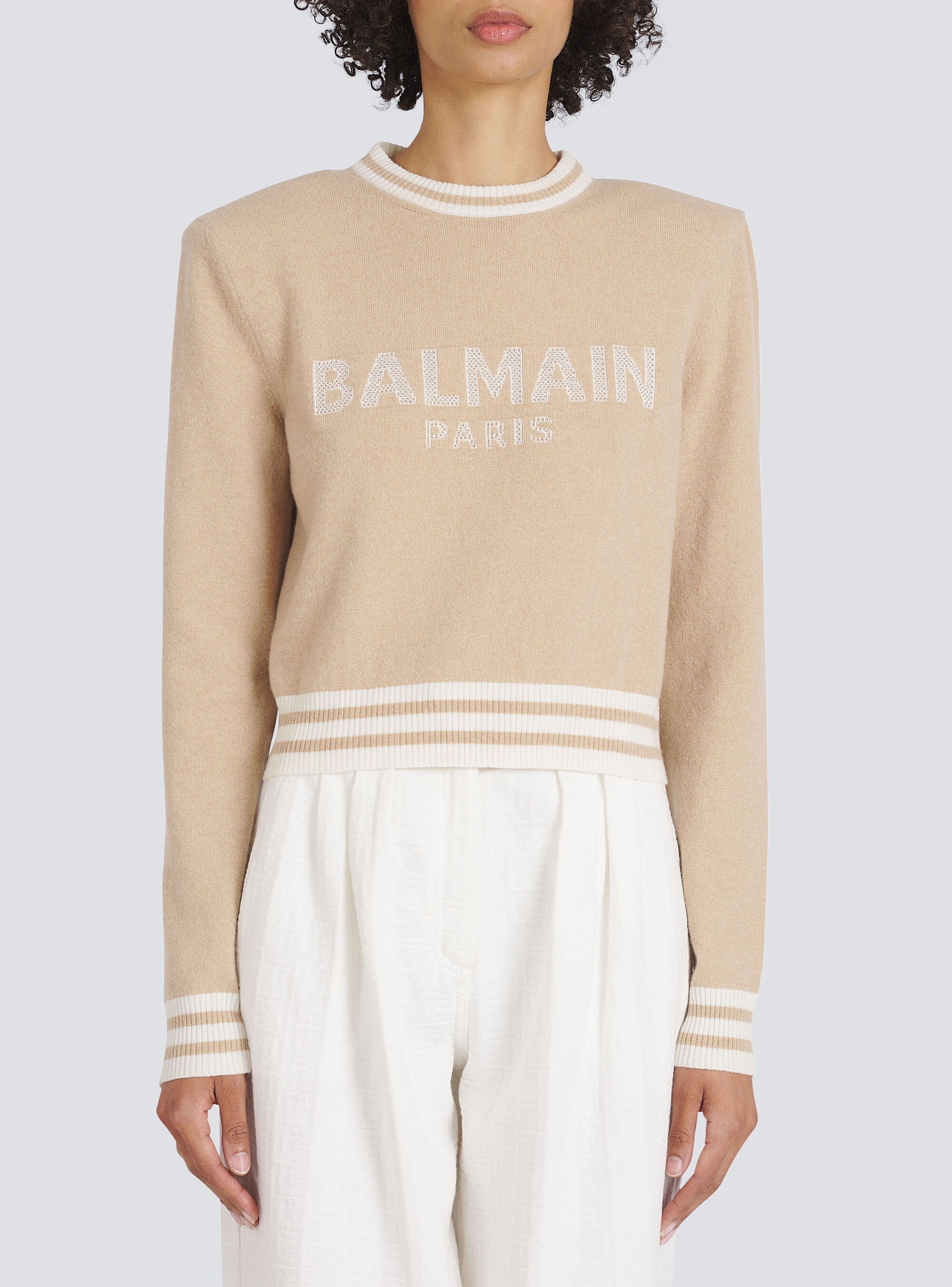 Cropped wool sweatshirt with Balmain logo - 6