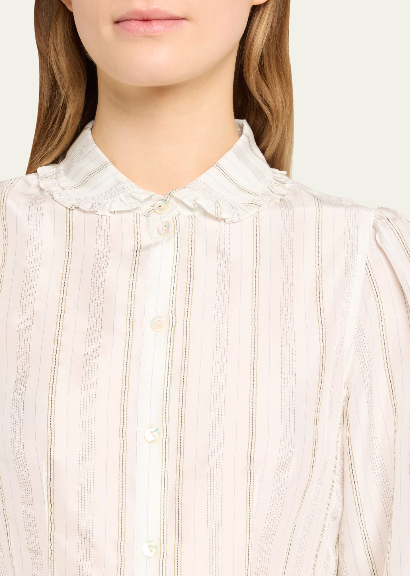 Vedra Striped Silk Button-Front Blouse - 5