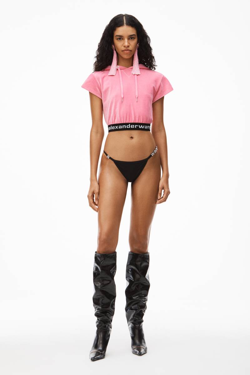 Alexander Wang CAP SLEEVE HOODIE IN STRETCH CORDUROY outlook