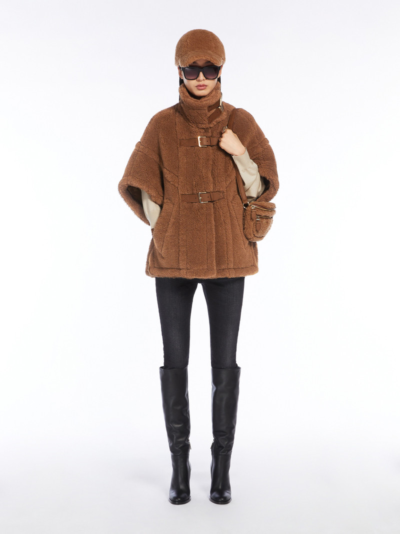 Max Mara NEWRODANO Teddy fabric cape with straps outlook