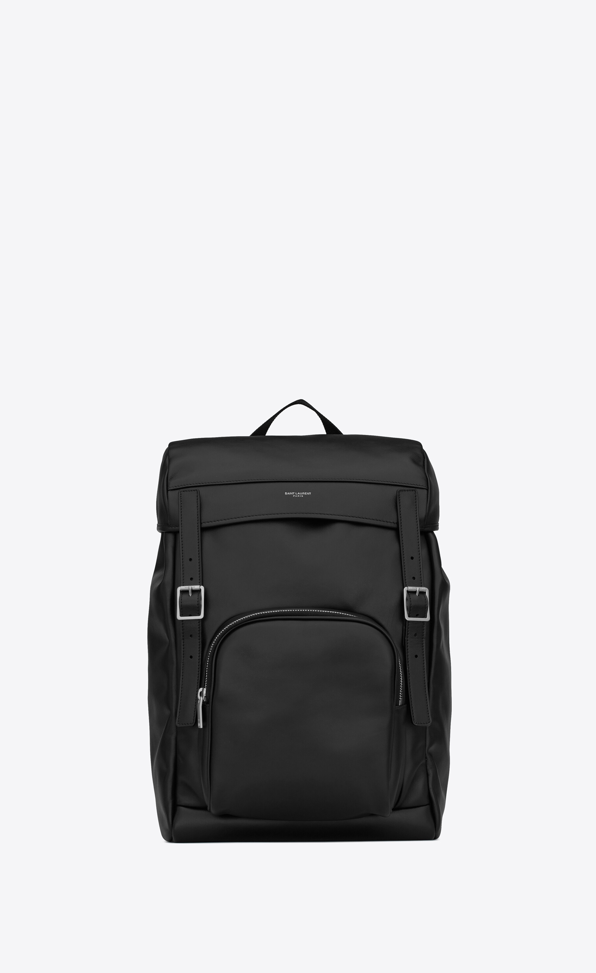 city flap backpack in matte leather and nylon - 1