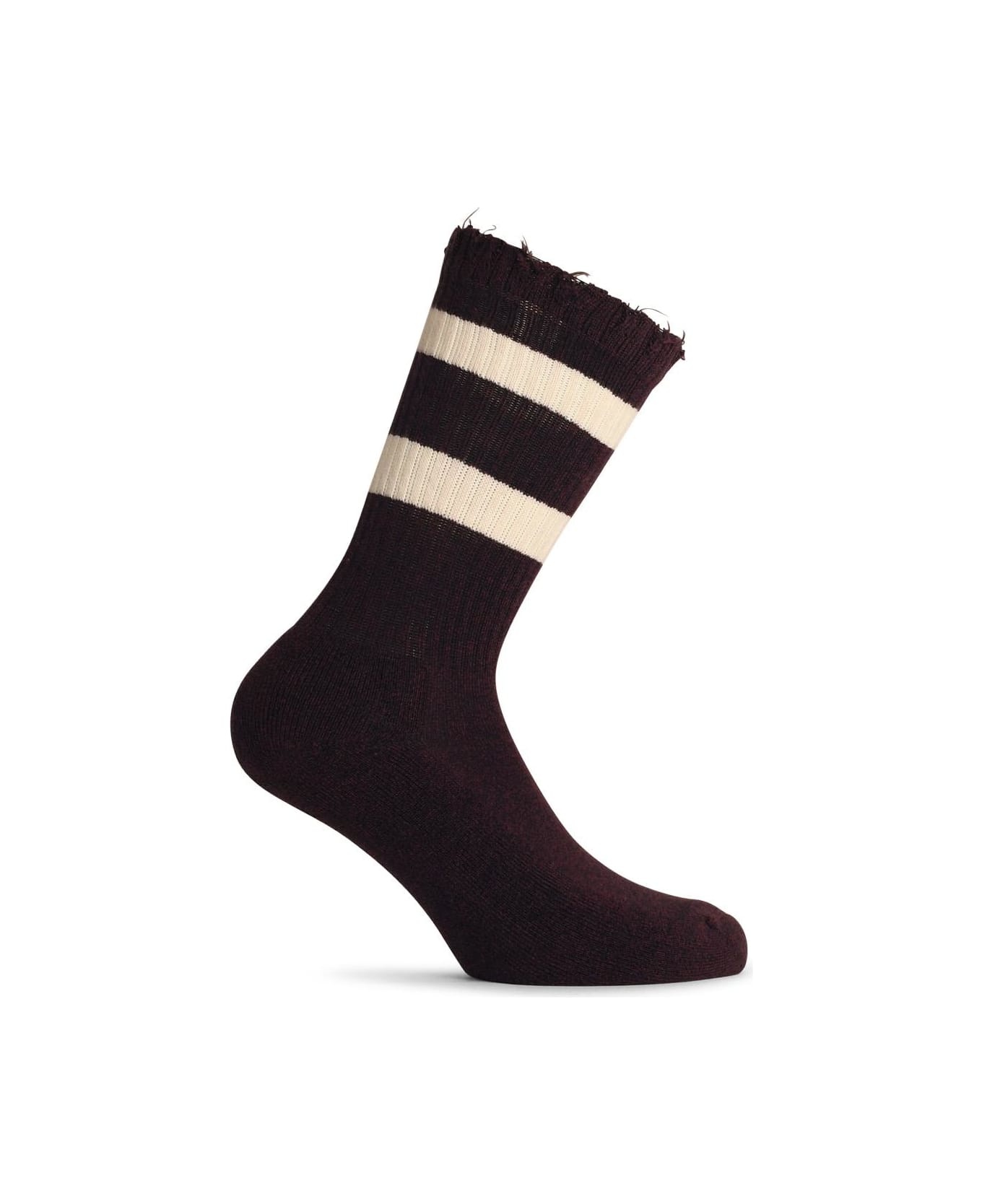 Burgundy Cotton Socks - 1