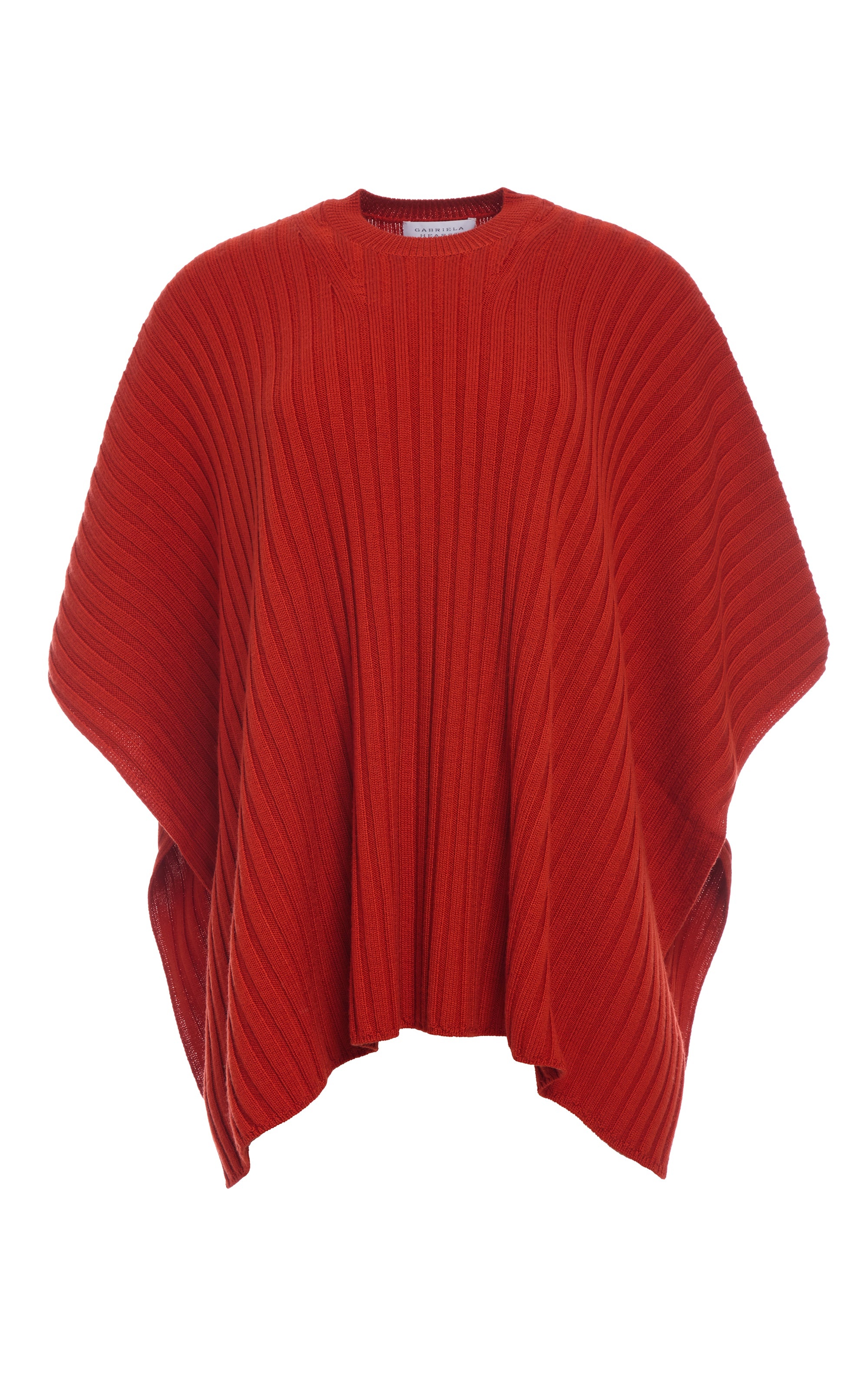 Baron Knit Cropped Poncho in Antelope Orange Merino Wool Cashmere - 1