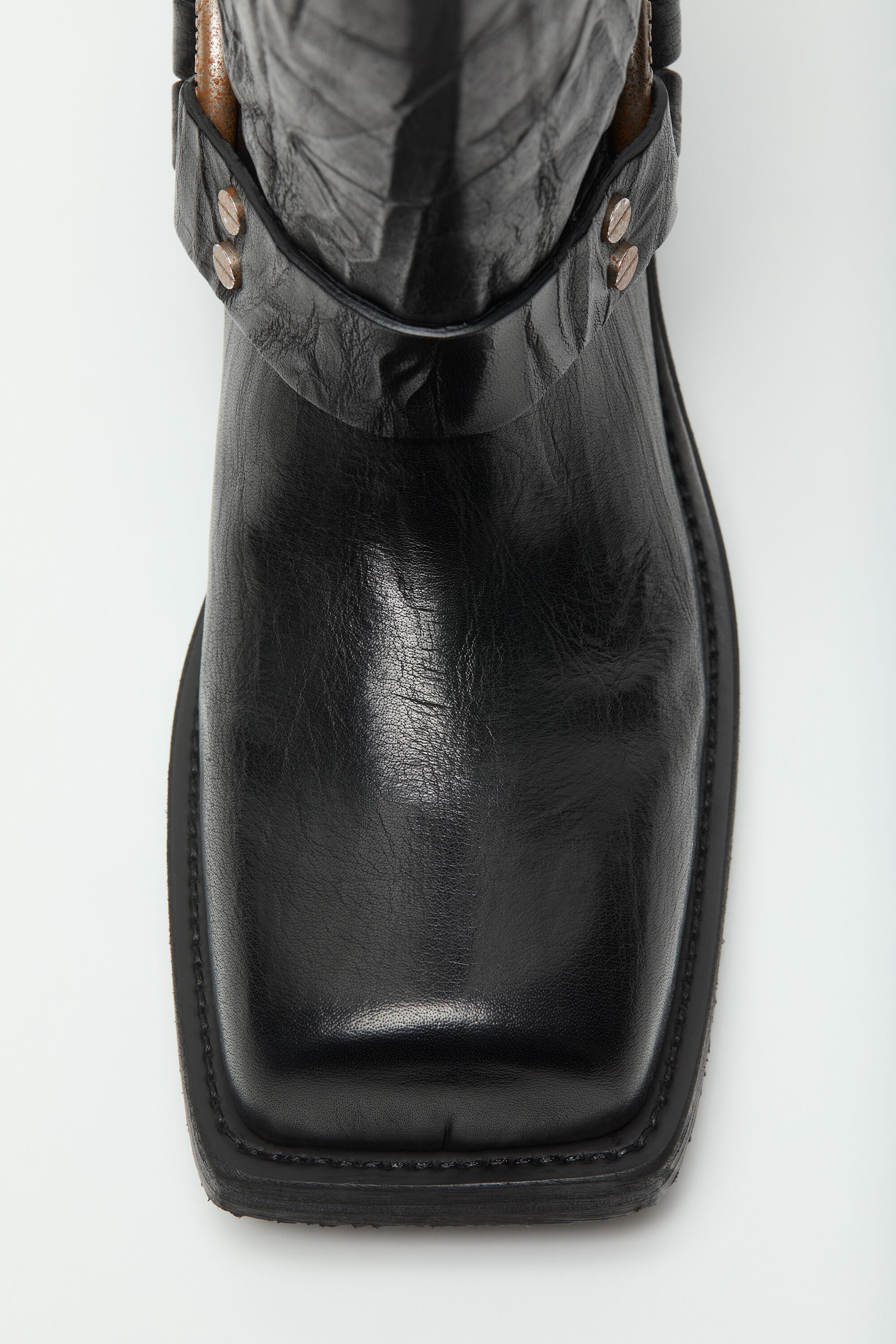 Leather buckle boots - Anthracite grey - 4