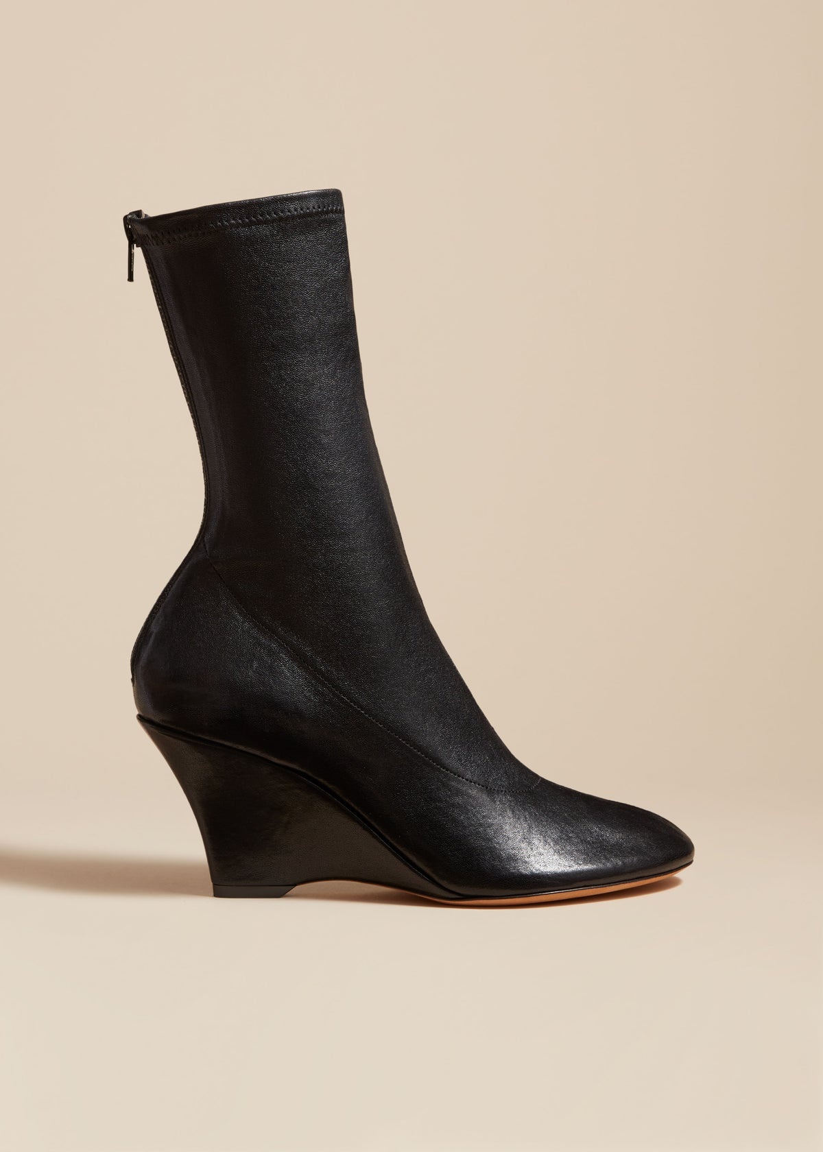 The Apollo Wedge Boot in Black Leather - 1
