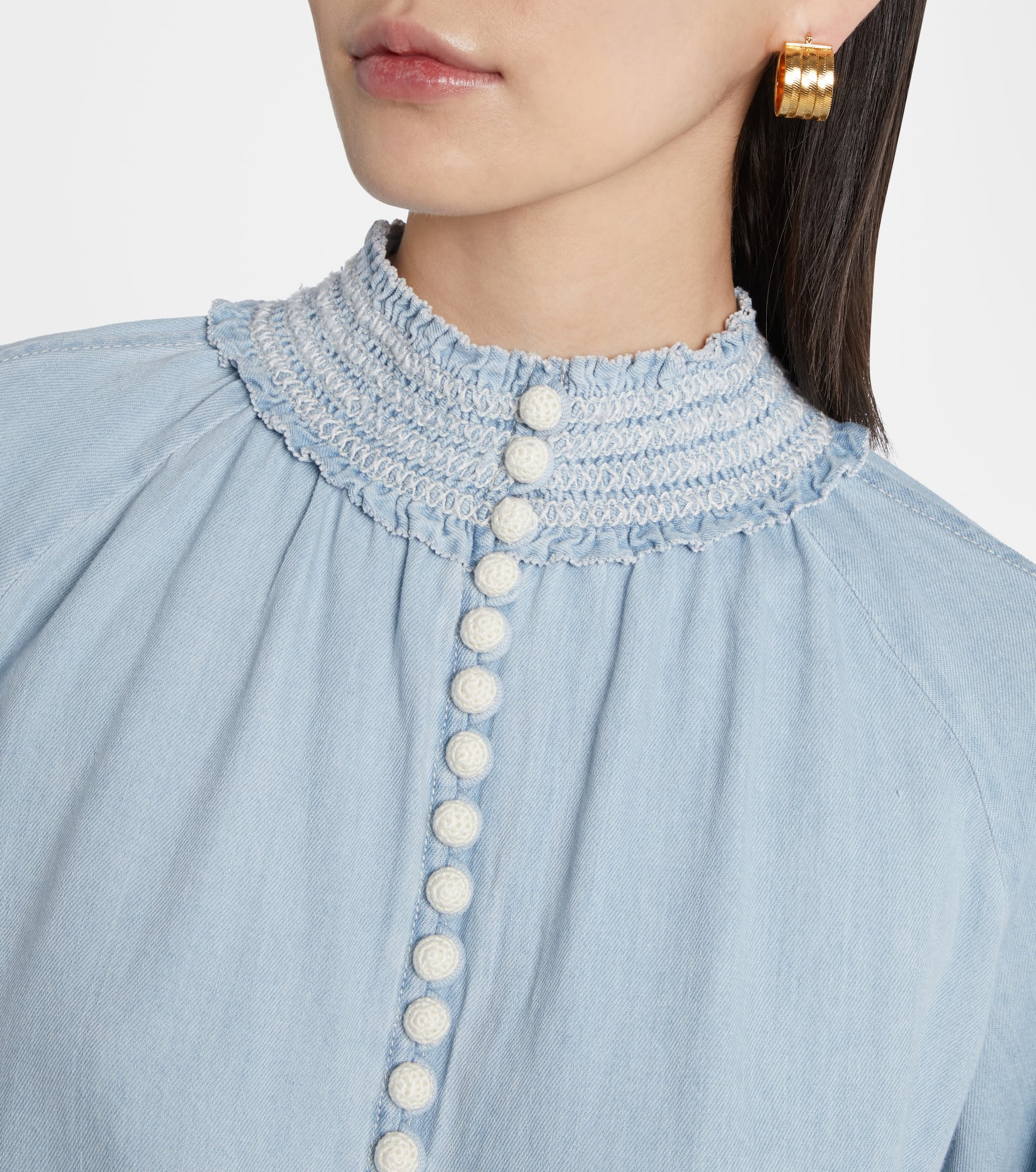 Ascension balloon-sleeve denim blouse - 4