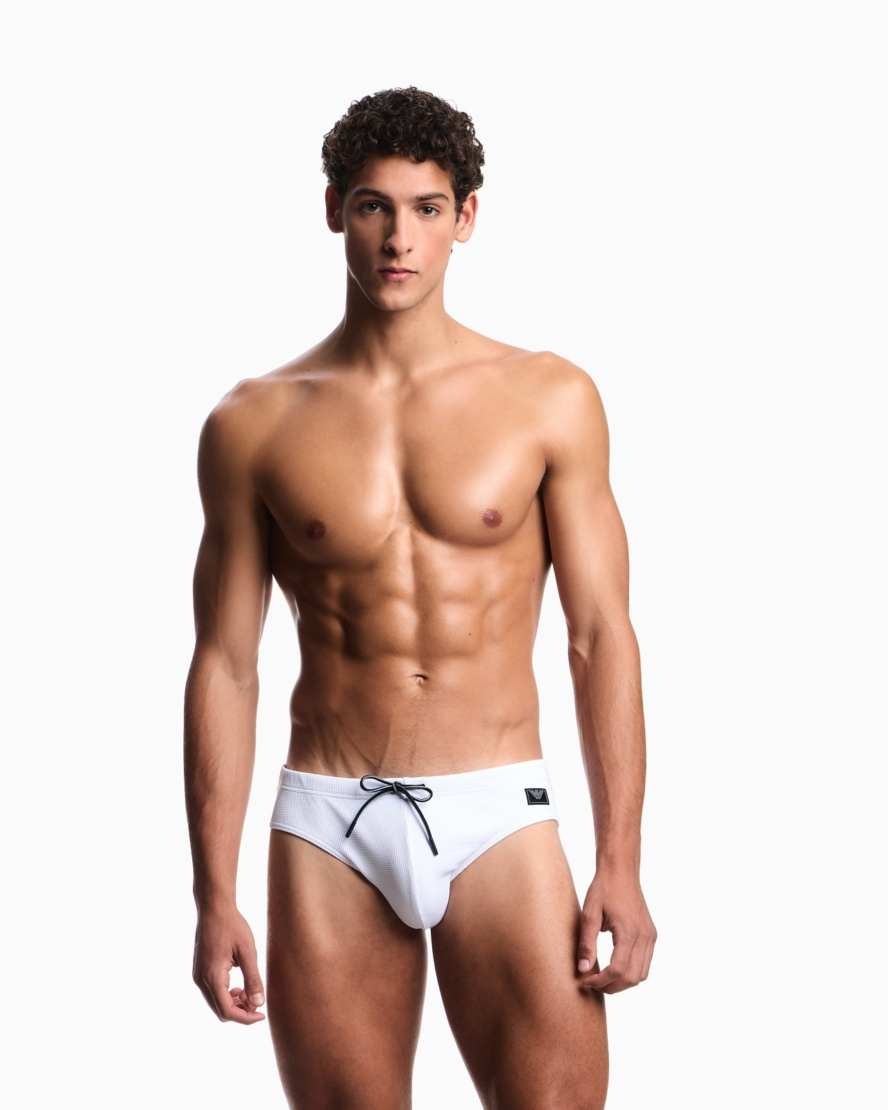 SATIN LABEL PIQUÉ SWIM BRIEFS - 2