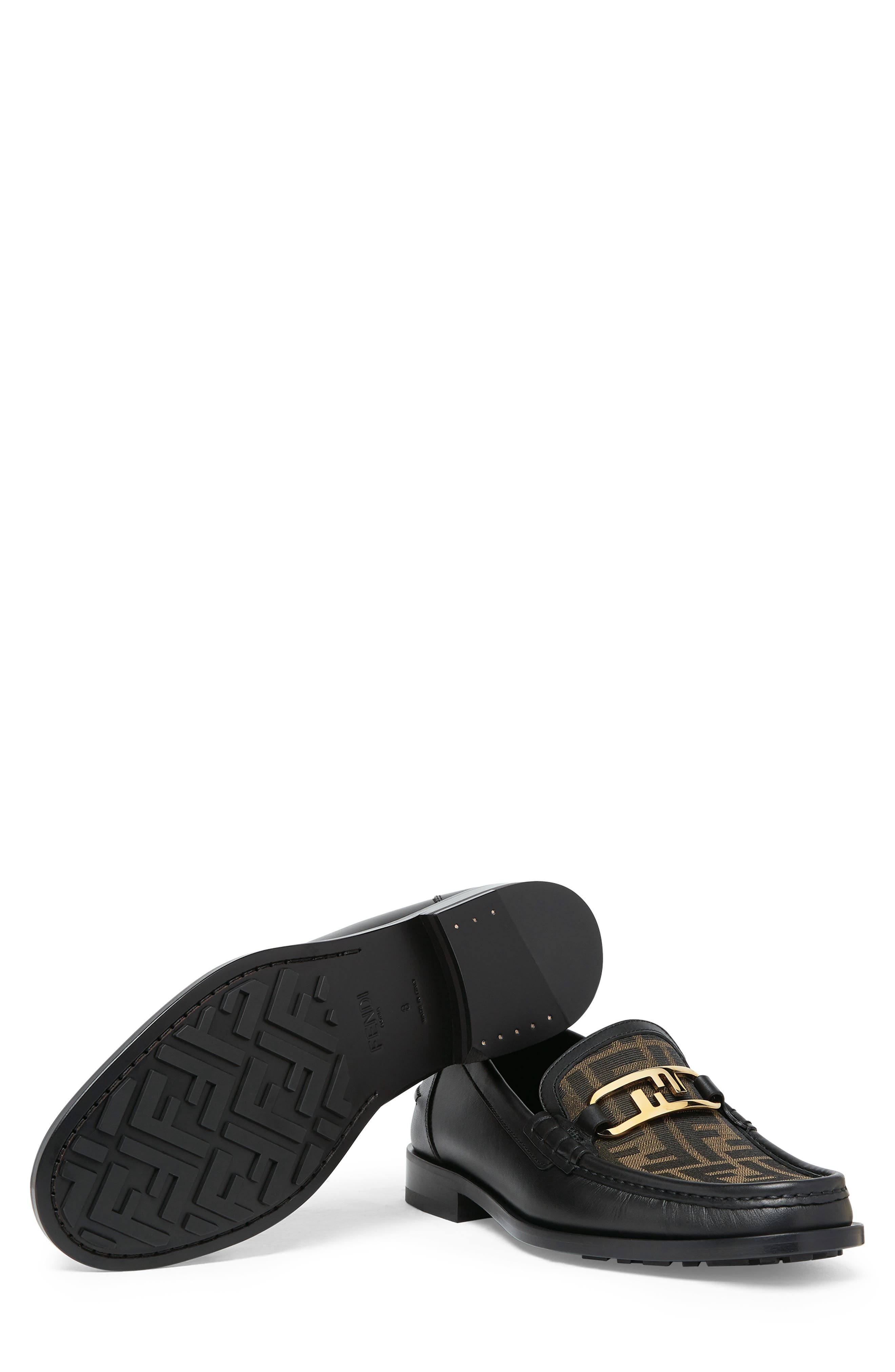 Fendi O'Lock FF Jacquard Vamp Loafer in Black/Brown at Nordstrom - 5