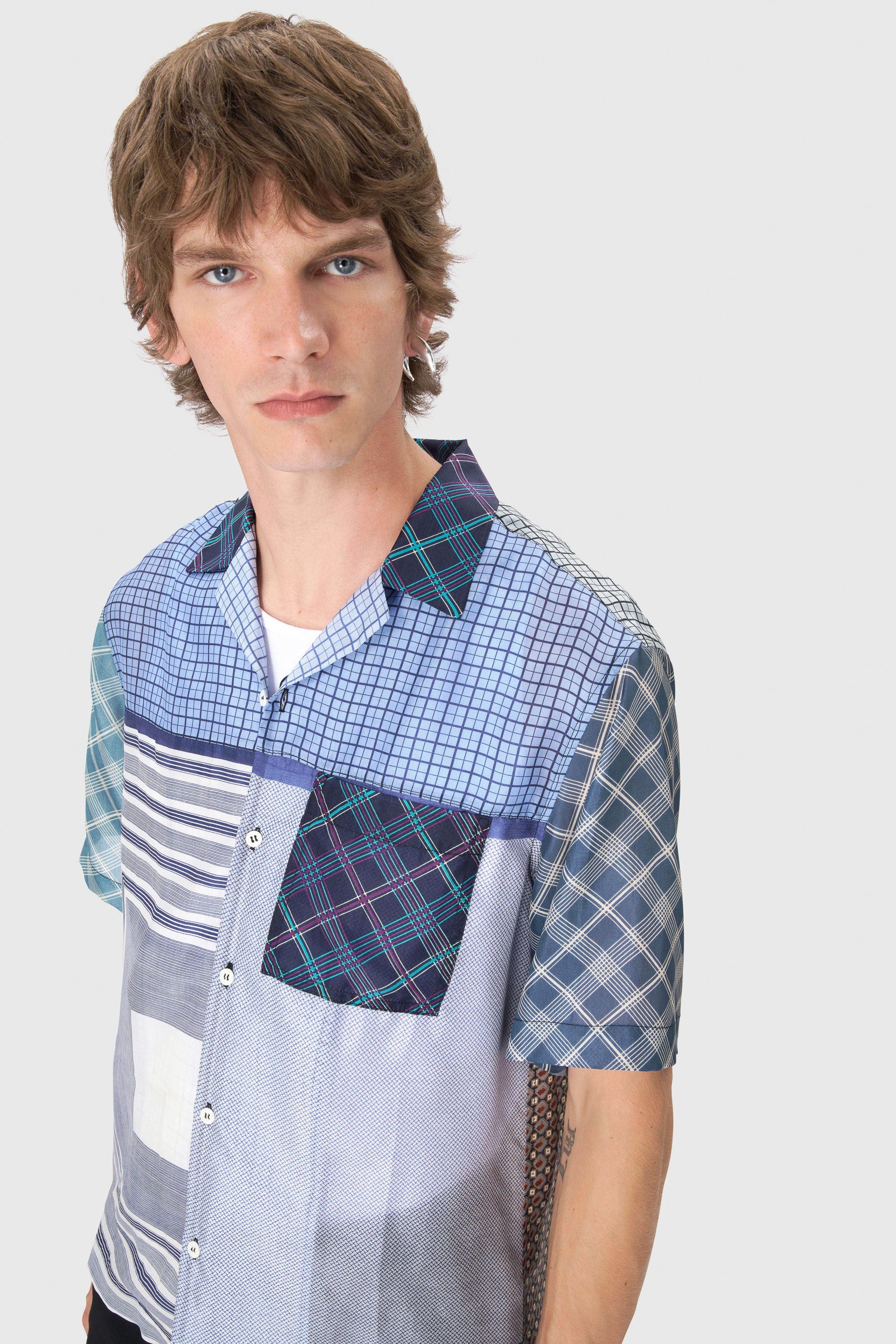 Regenerated Silk Scarves Bowling Shirt - 7