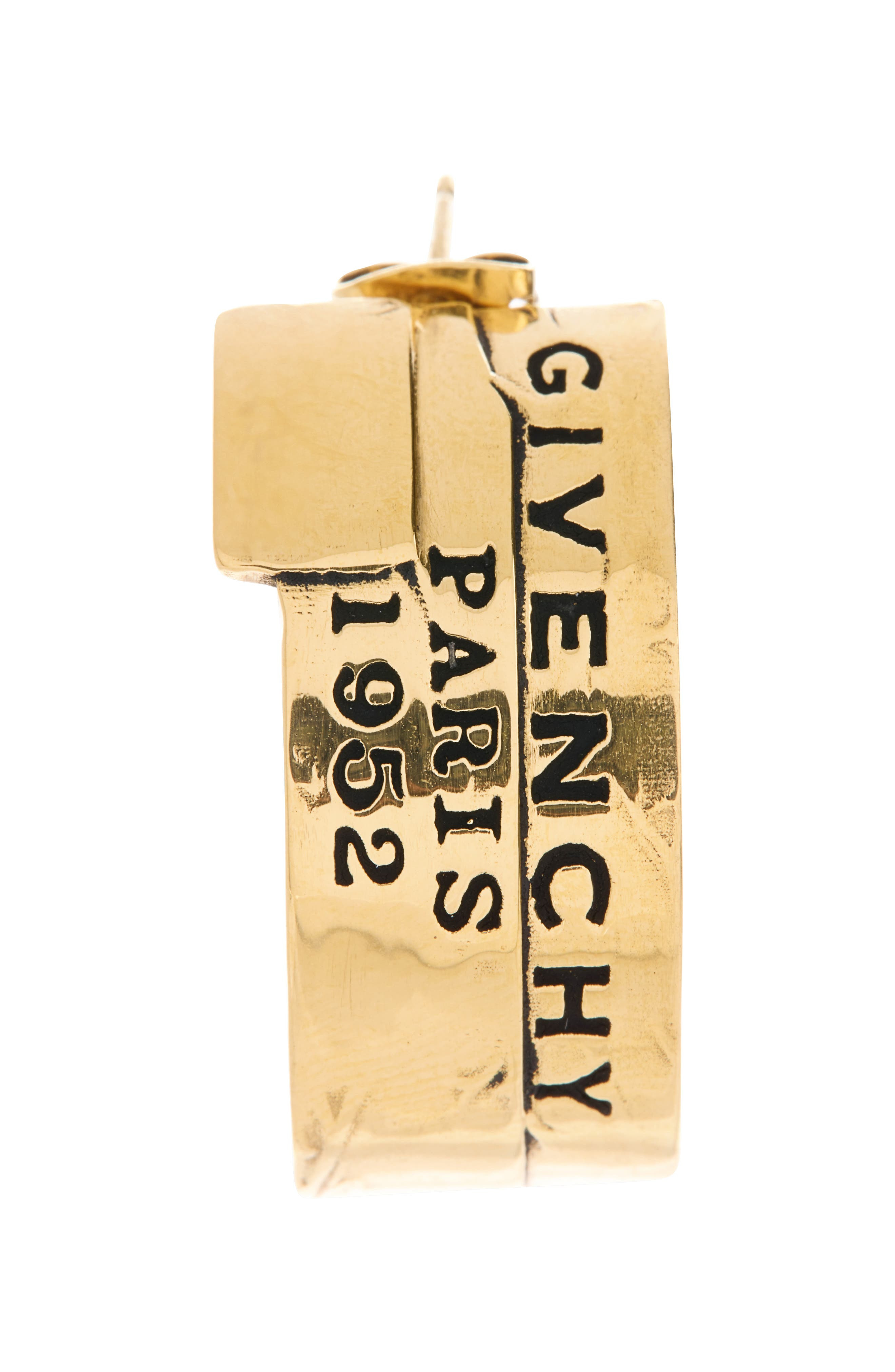 Givenchy Tape Logo Hoop Earrings in Antique Gold at Nordstrom - 2