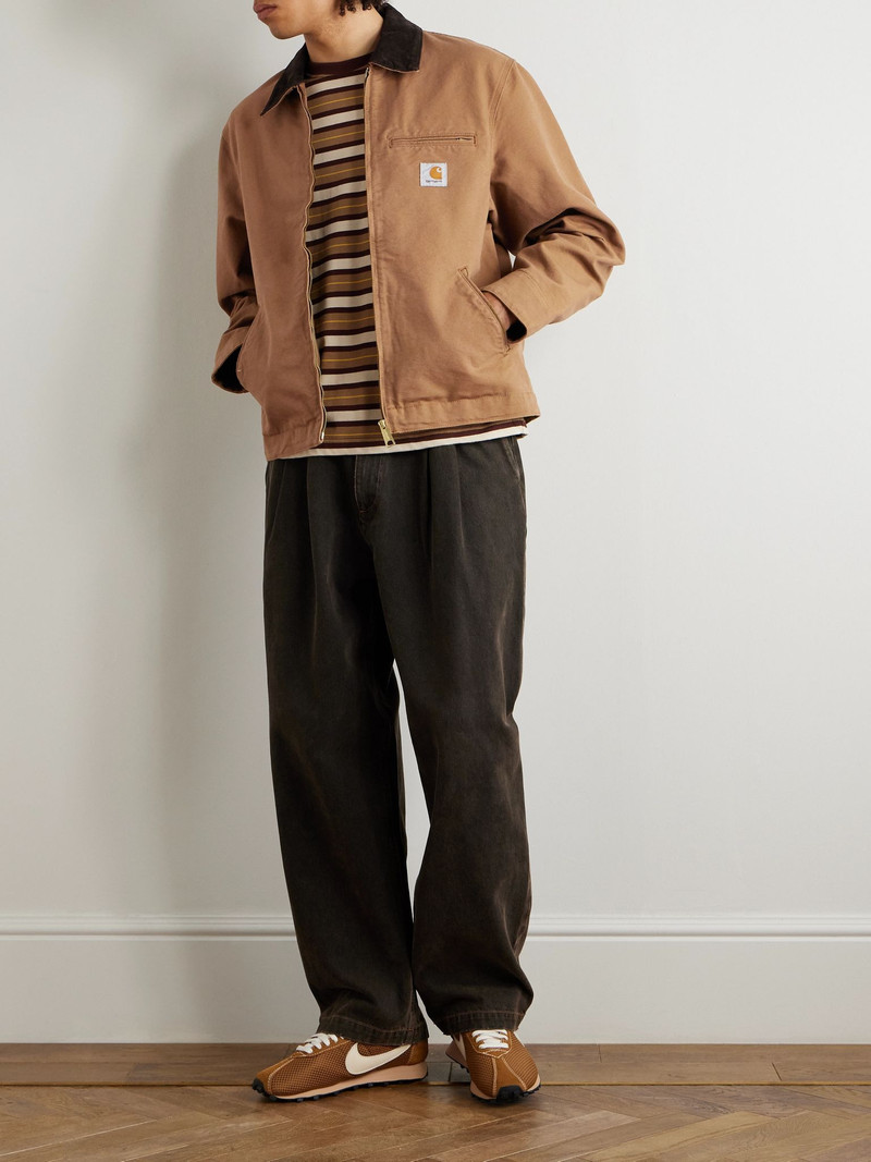 Carhartt Detroit Corduroy-Trimmed Organic Cotton-Canvas Jacket Brown outlook