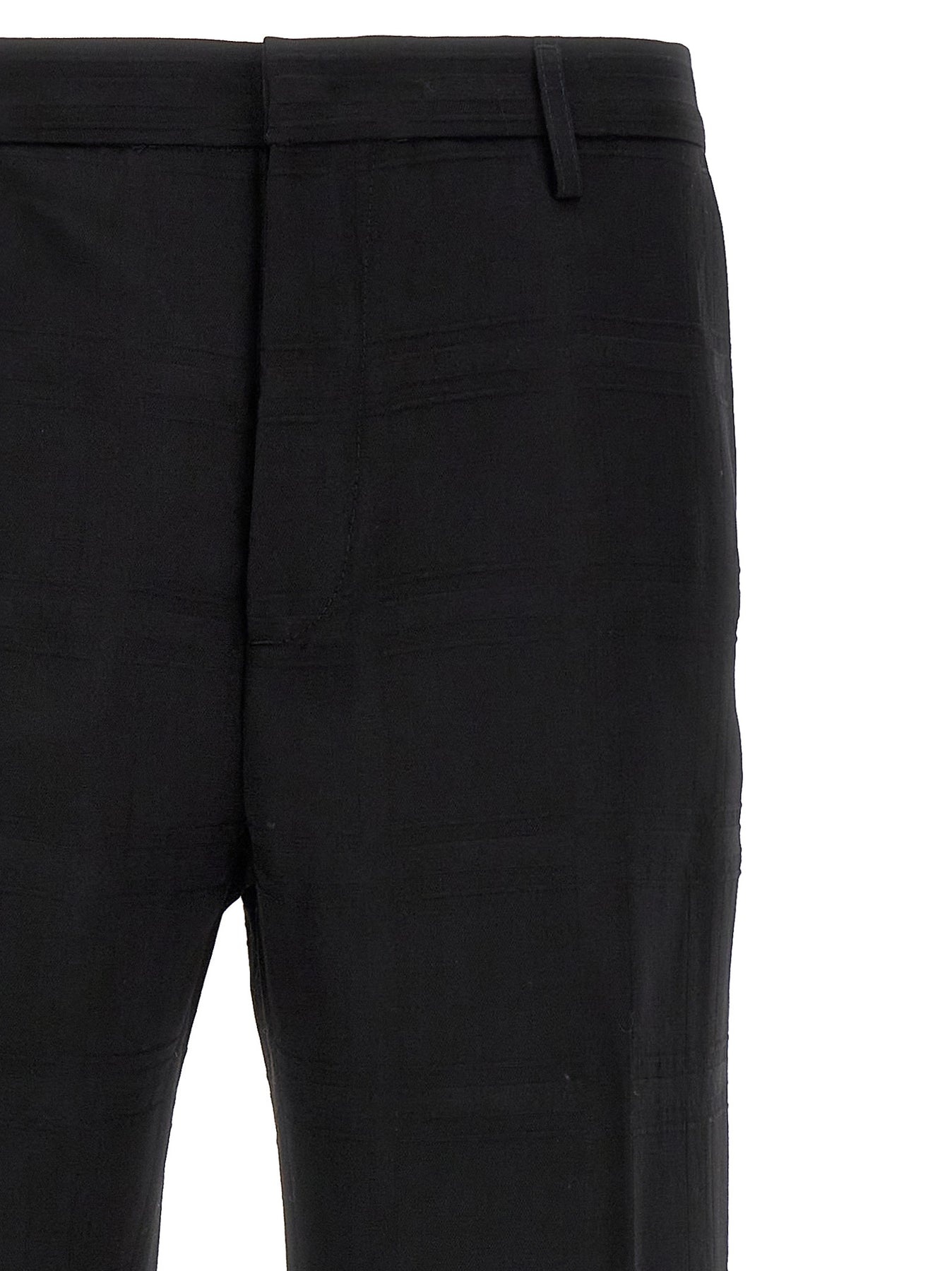 Check Wool Trousers Pants Black - 3