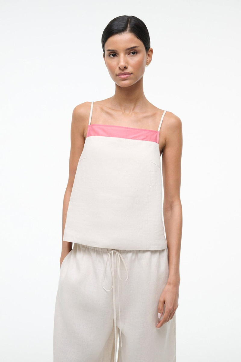 STAUD MAISIE LINEN TOP BLUSH CANYON 1