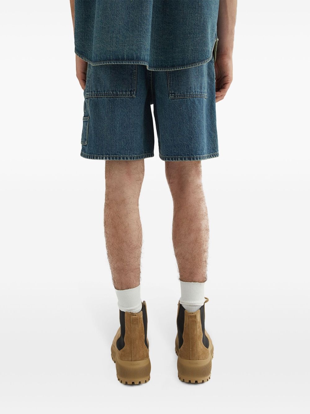 straight-leg denim shorts - 4