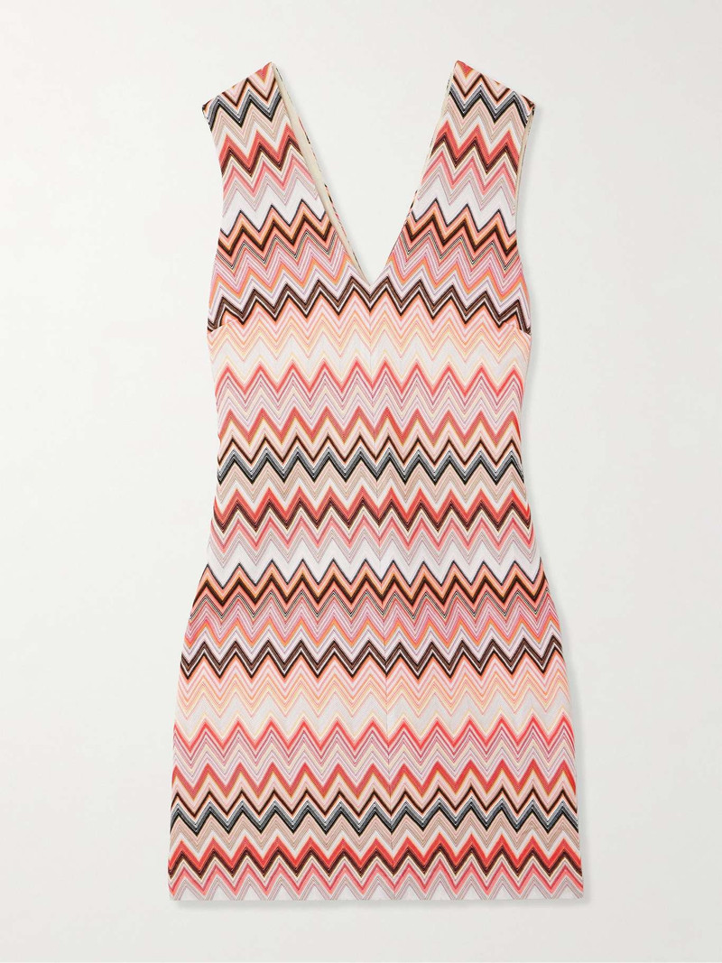 Striped crochet-knit cotton-blend mini dress Multi 1
