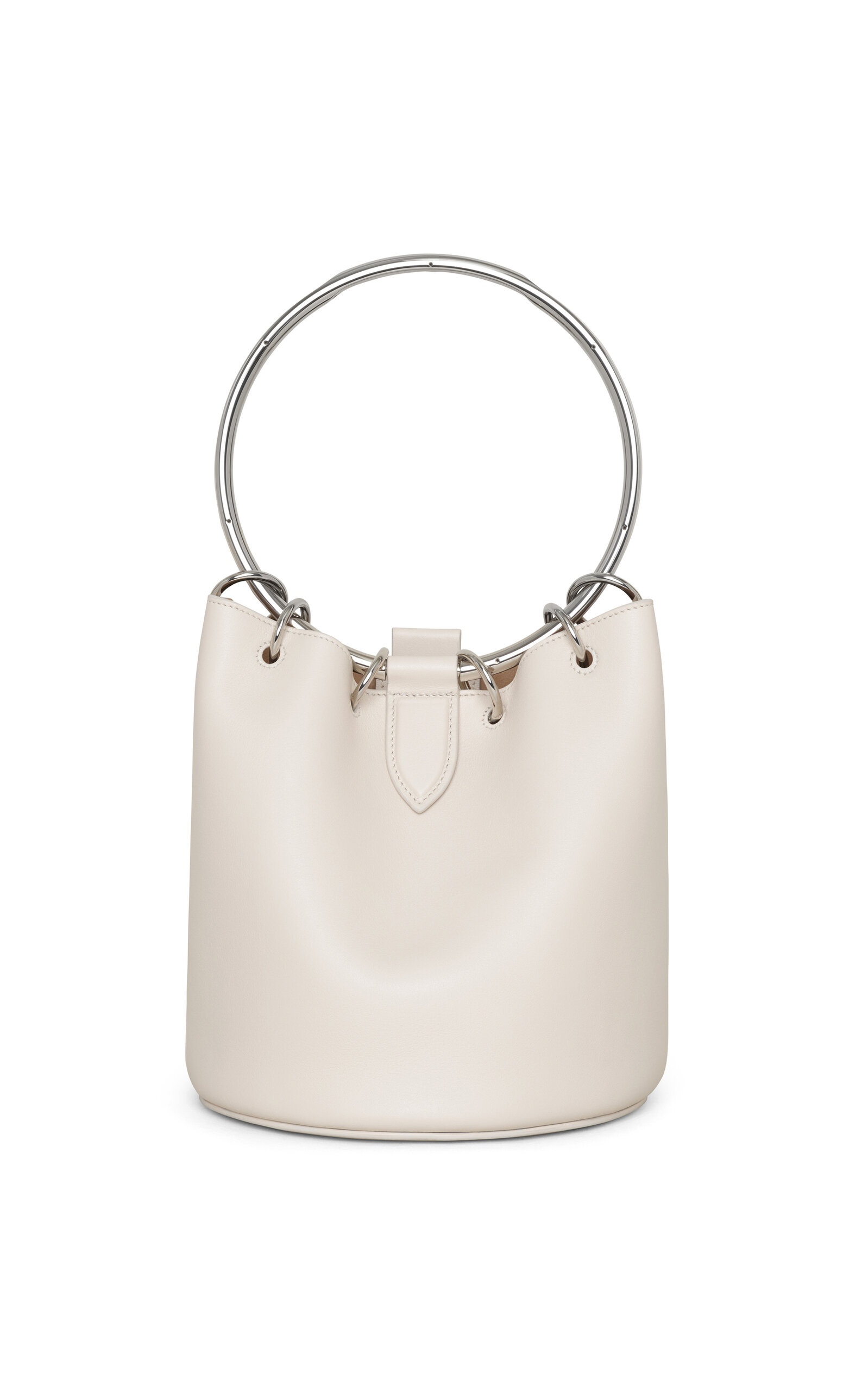 Ring-Handle Leather Bucket Bag white - 1