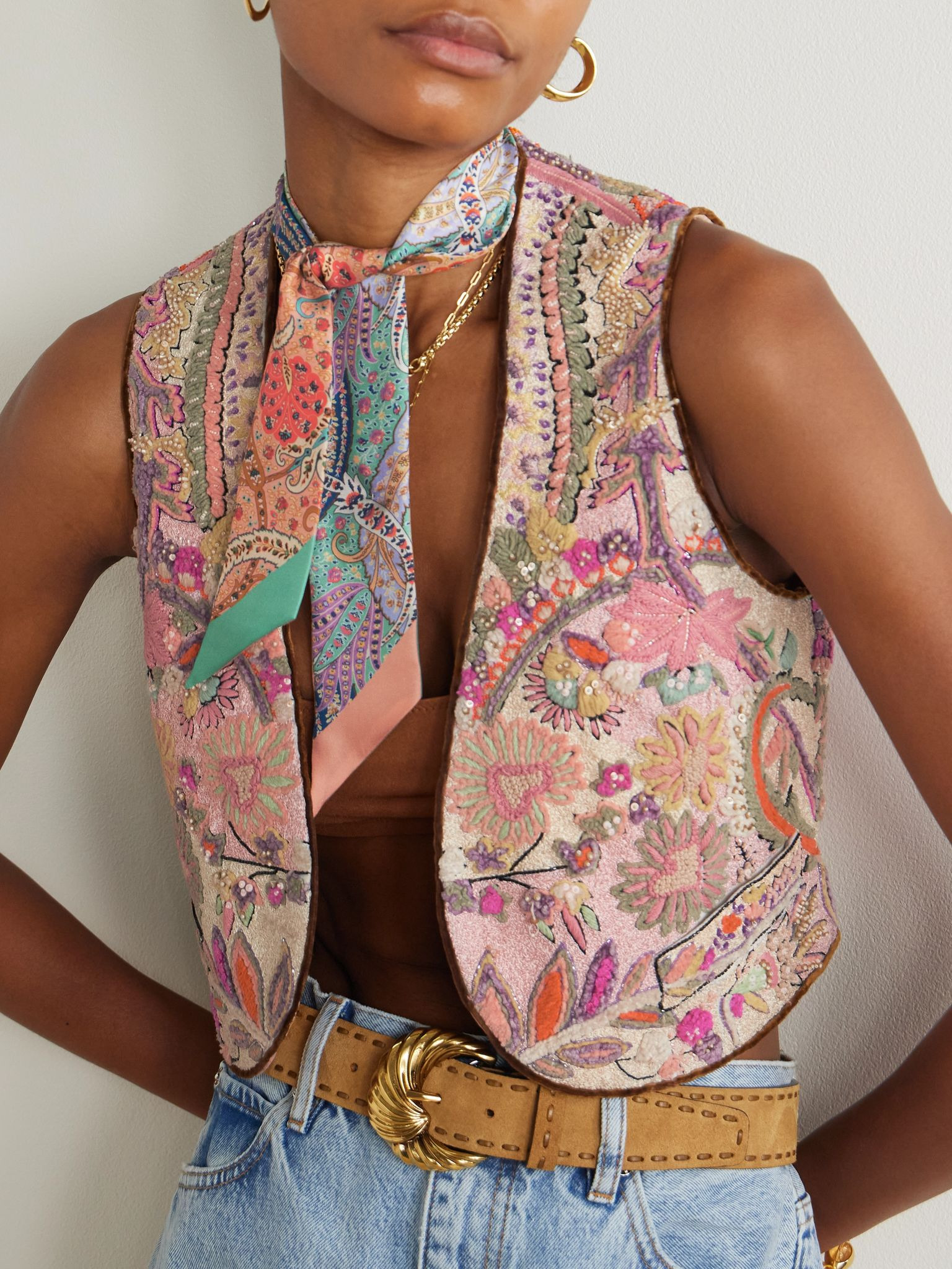 Paisley-print wool, cashmere and silk-blend scarf Multi - 2