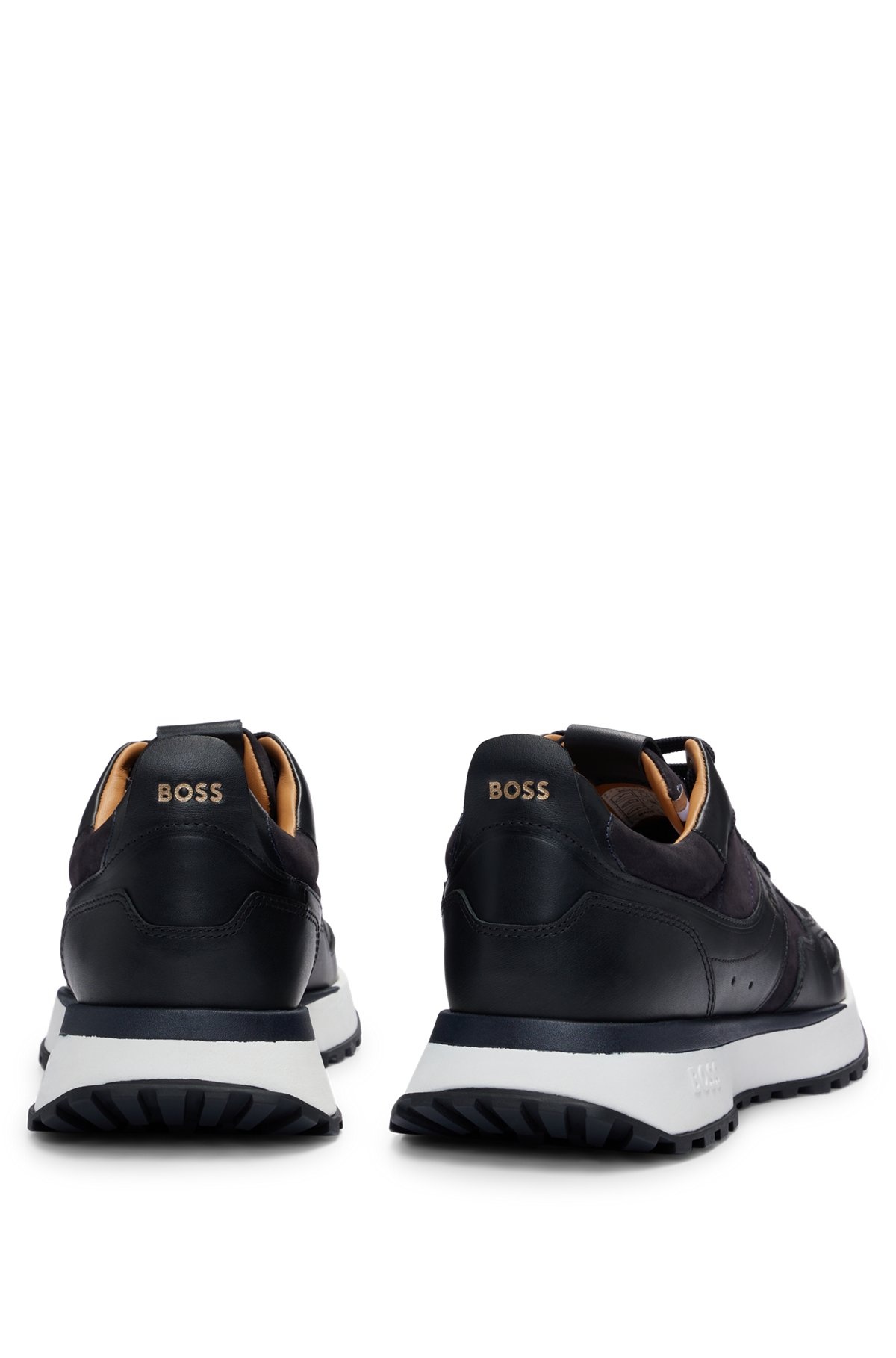 LEATHER TRAINERS WITH LAYERED UPPERS AND PADDED COLLAR - 5