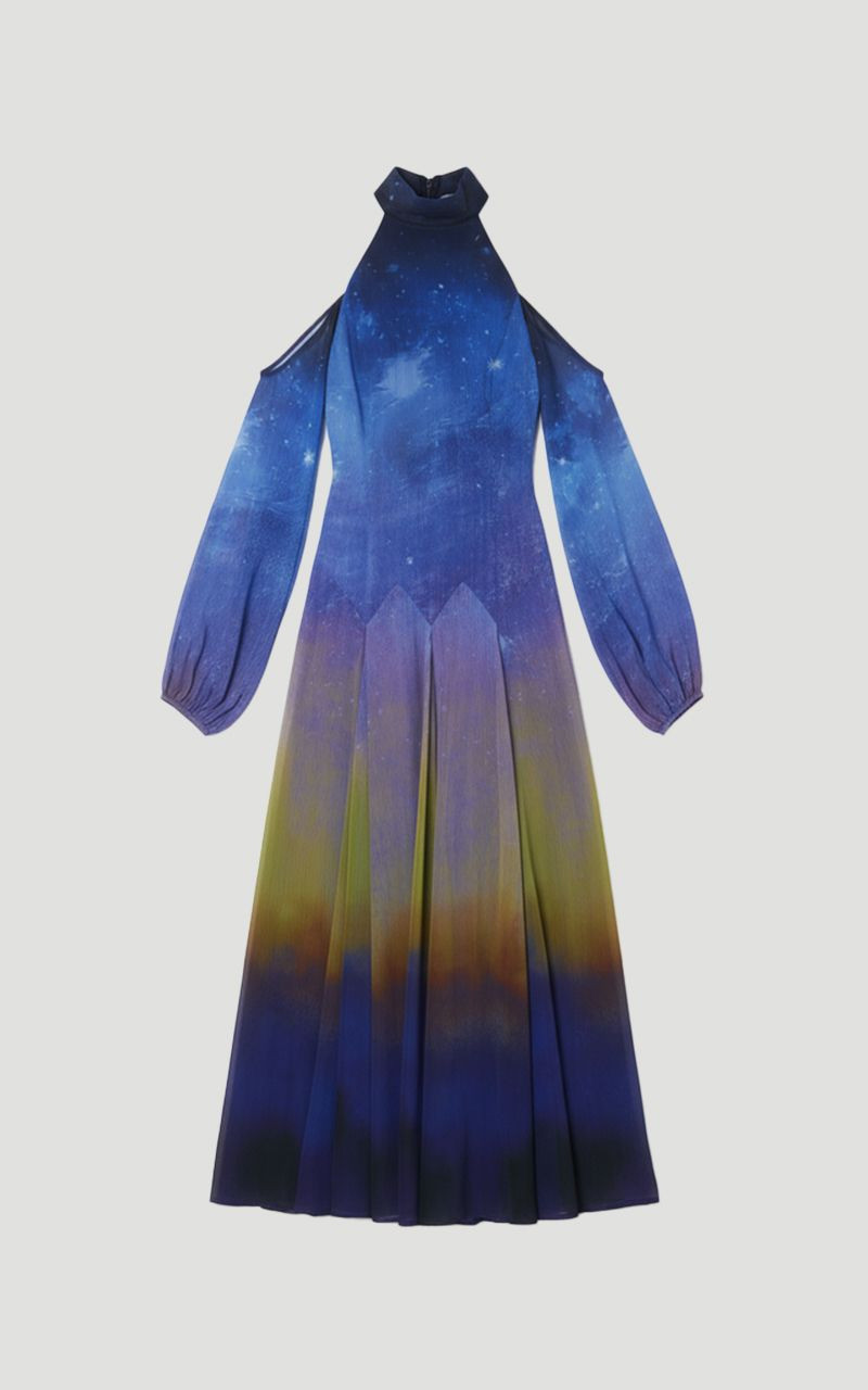 Cosmic Cold Shoulder Woven Maxi Dress 1