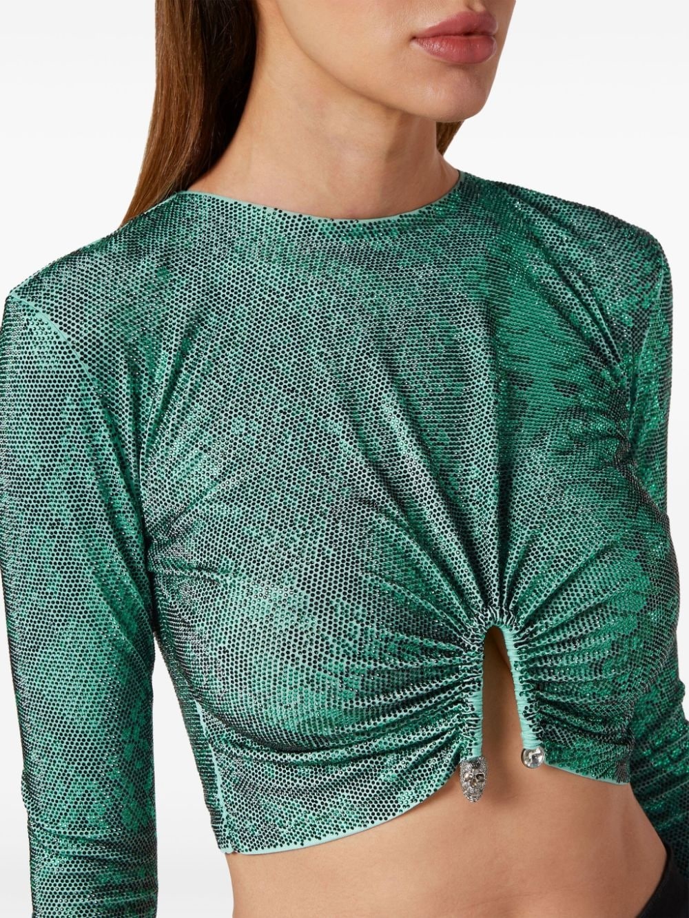 glass crystal embellishment T-shirt - 4