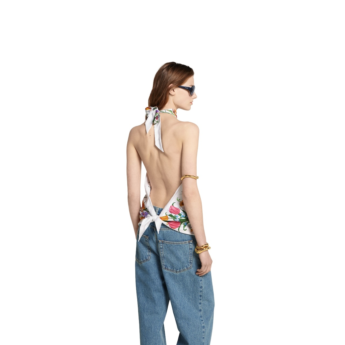 Self-tie silk twill halter top - 4