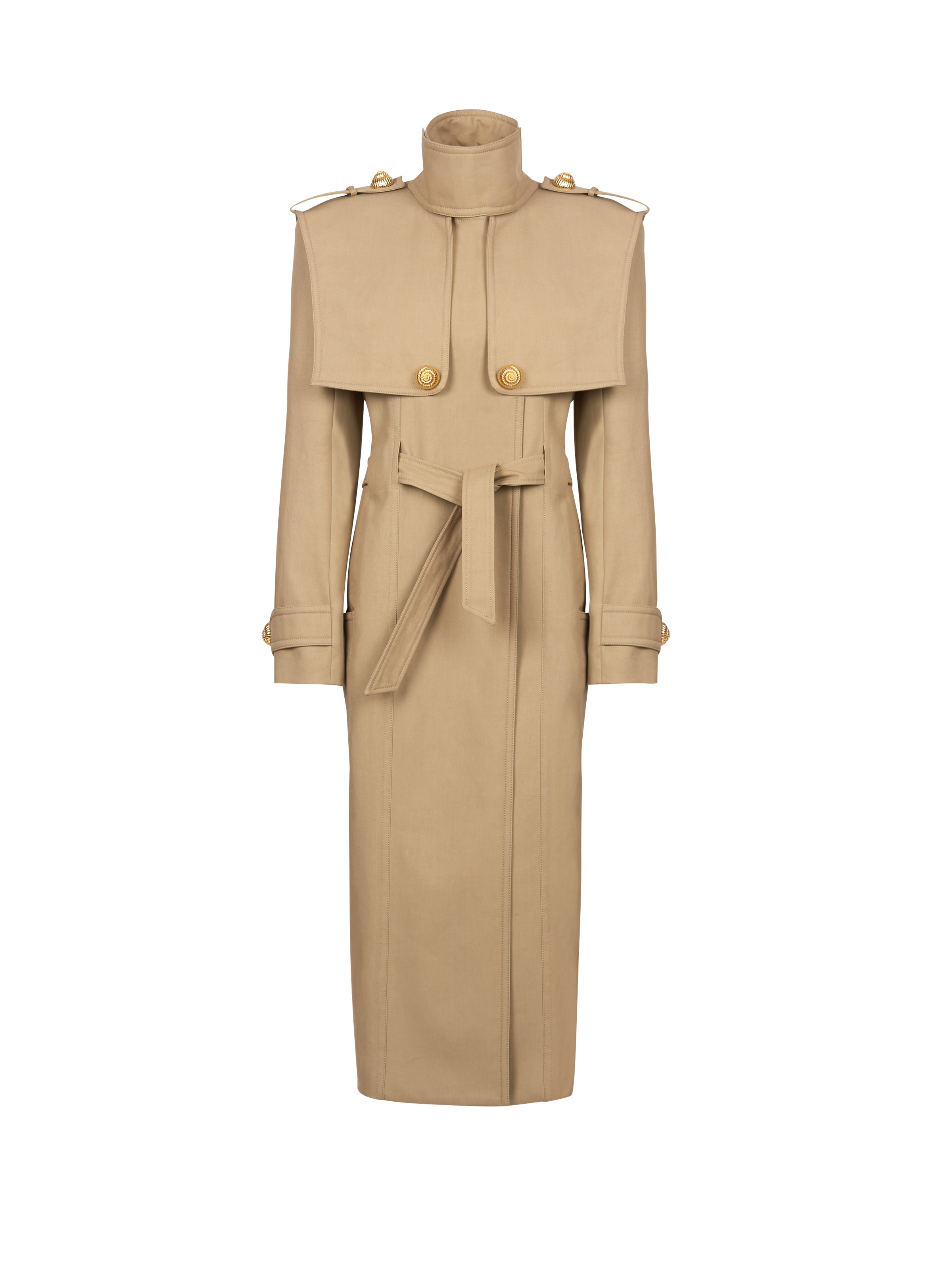 Belted trench coat in water-repellent cotton - 1