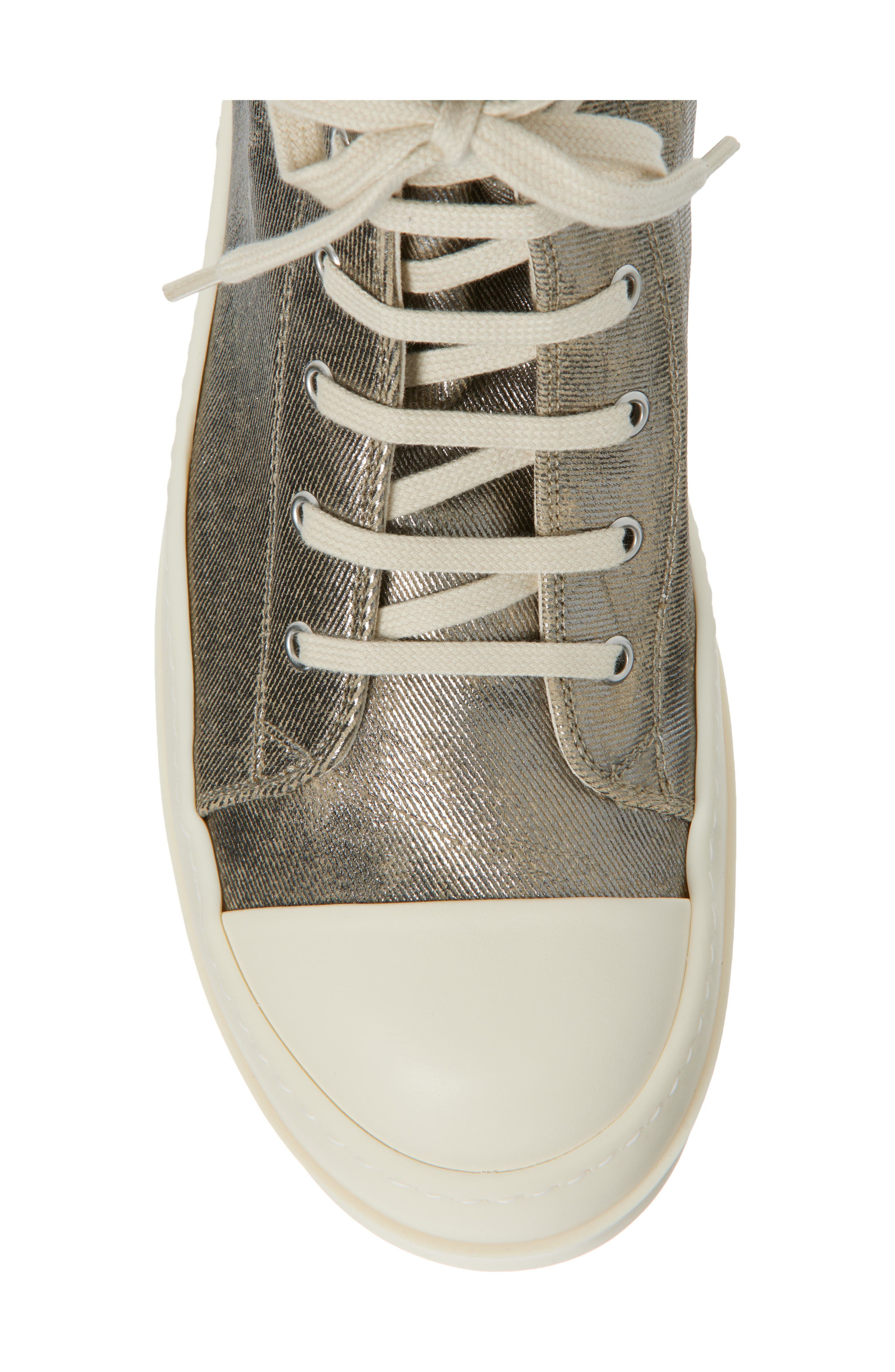 Rick Owens DRKSHDW Darkshadow Foiled Denim High Top Sneaker in Palladium/Milk/Milk at Nordstrom - 5