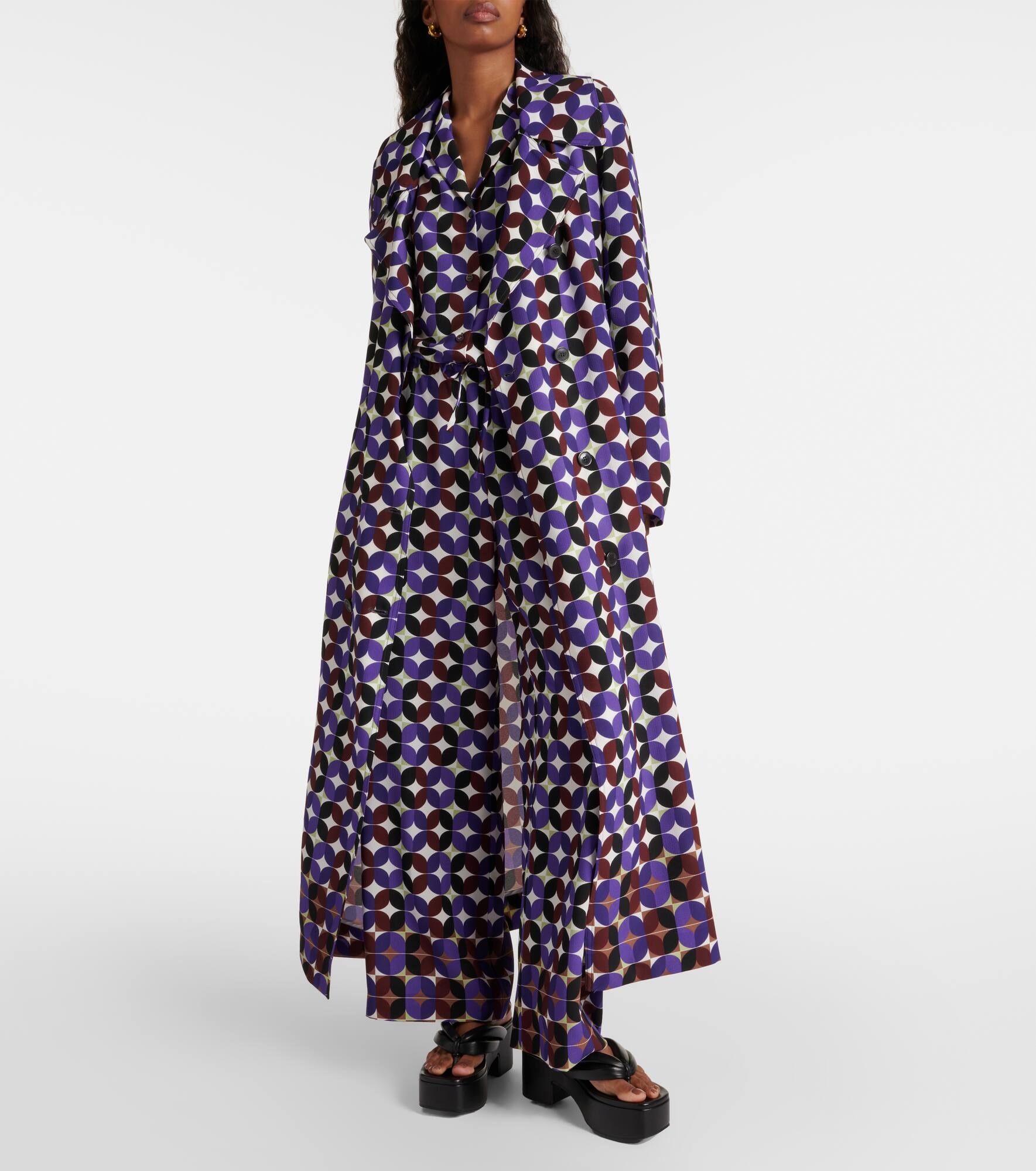 Printed double-breasted coat - 7