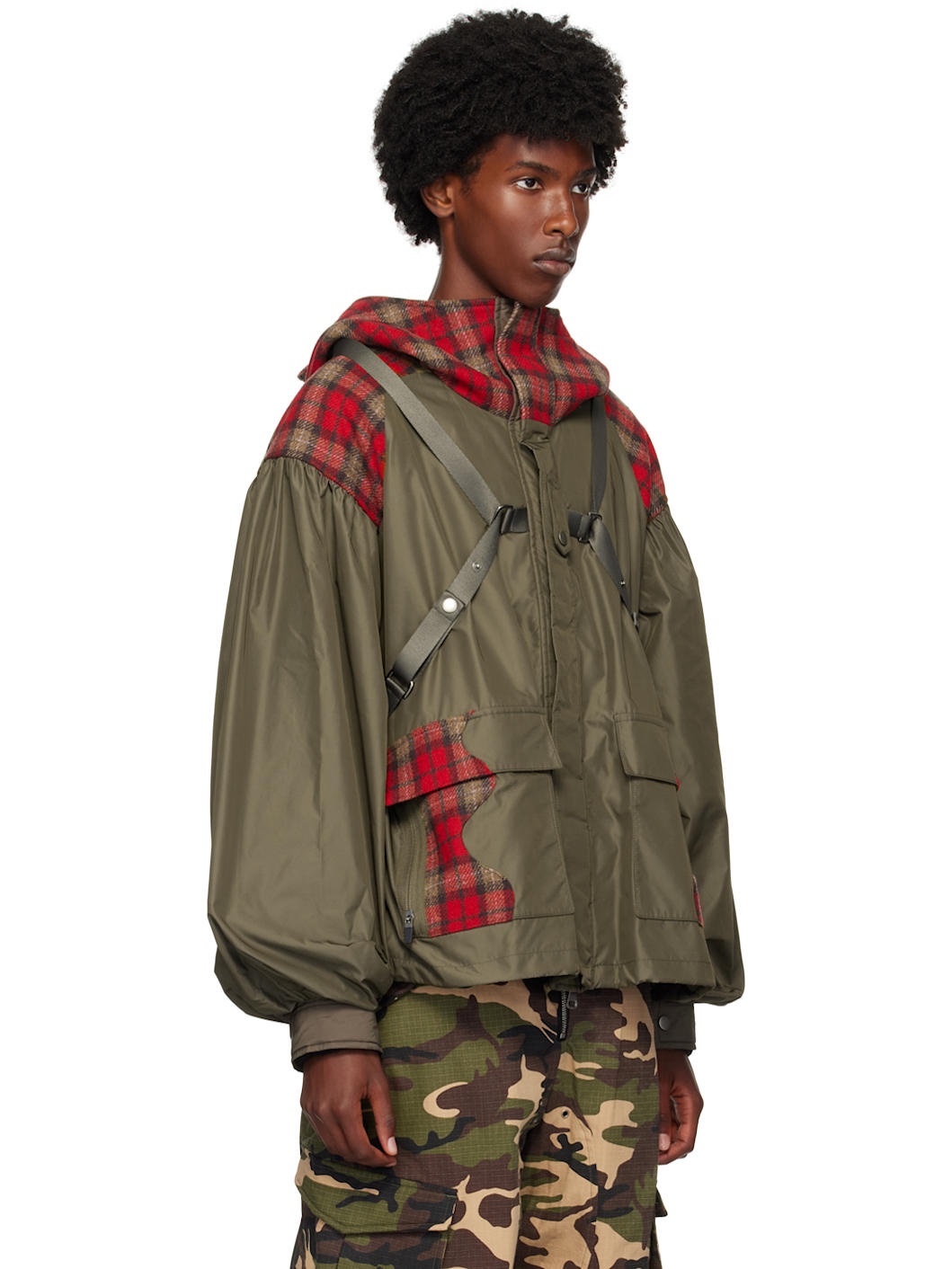Khaki Puff Sleeve Harness Jacket - 2
