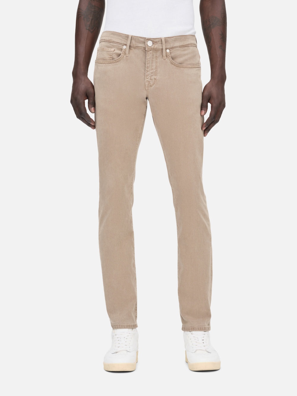 L'Homme Slim Brushed Twill in Stone Beige - 3