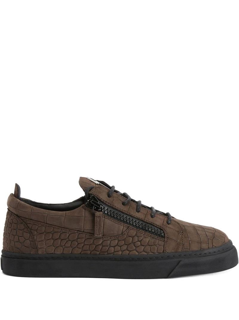 Frankie crocodile-effect zip sneakers 1