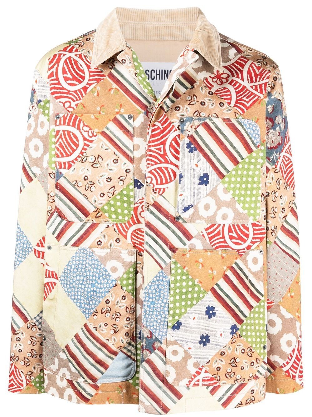 patchwork-pattern shirt jacket - 1