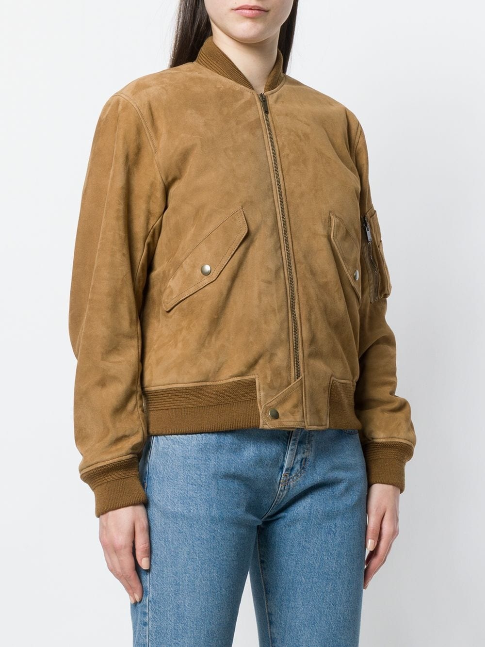 lambskin zip-up bomber jacket - 3